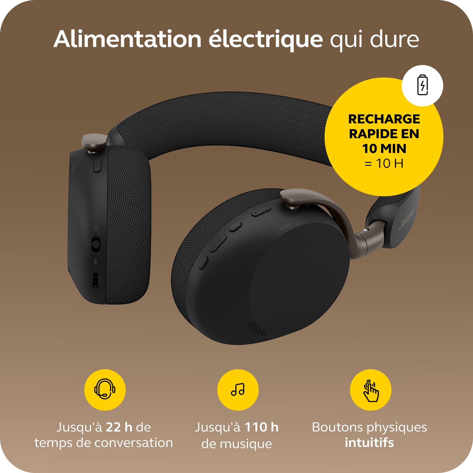 Jabra Evolve3 75 UC Link 390 USB-C Bla