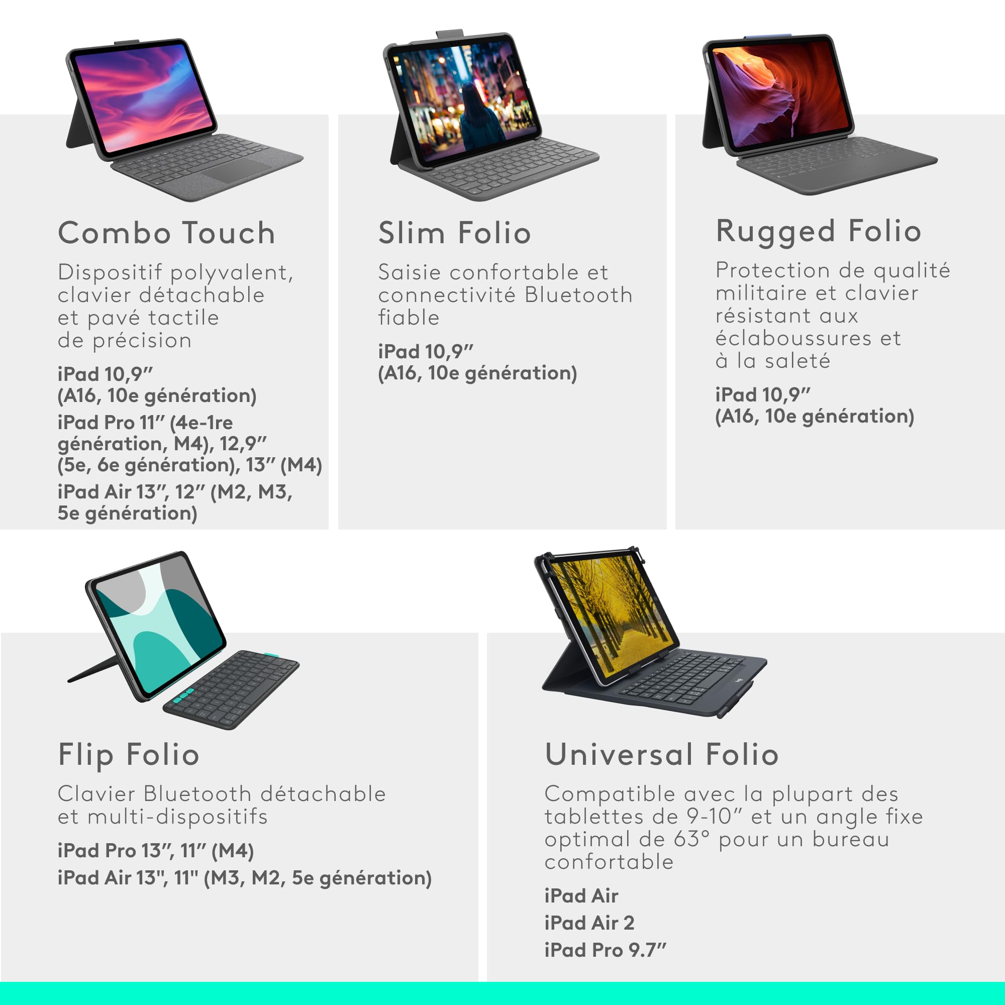 LOGITECH Combo Touch iPad Air 11p M2 OXFORD GREY (FRA)
