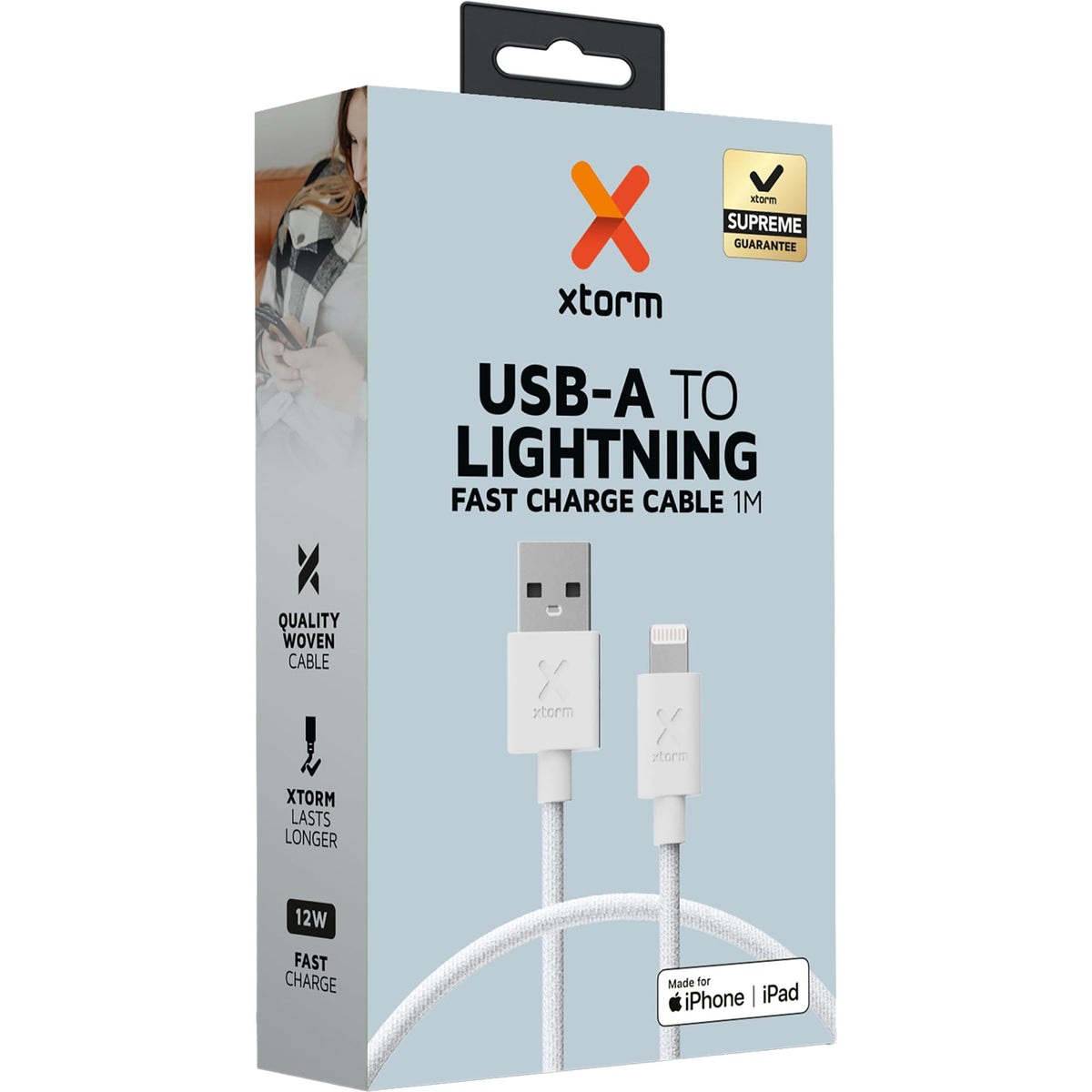 XTorm Cordon USB Type-C vers Lightning Go2 12W 1,0 m, blanc