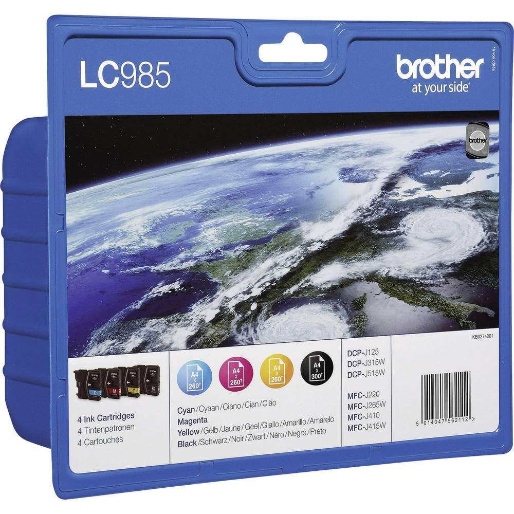 BROTHER LC-985 cartouche d encre noir et tricolore capacité standard nr: 300 pages, cl: 260 pages 4-pack blister sans alarme