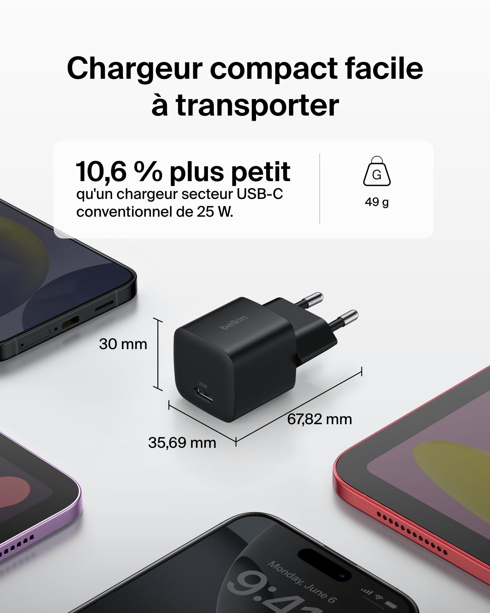 BELKIN 25W USBC PD WALL CHARGER WITH PPS BLACK