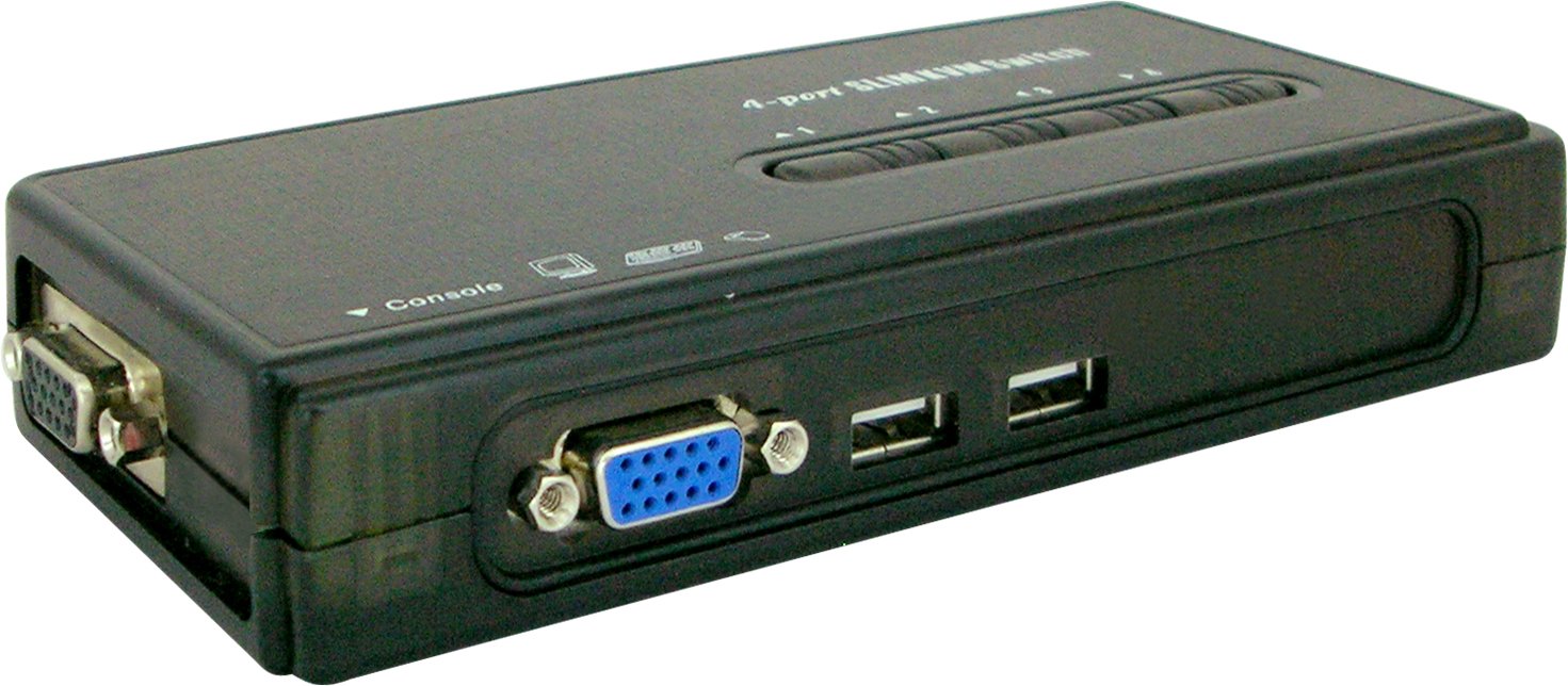 DEXLAN KVM switch VGA/USB 4 ports avec câbles démontables