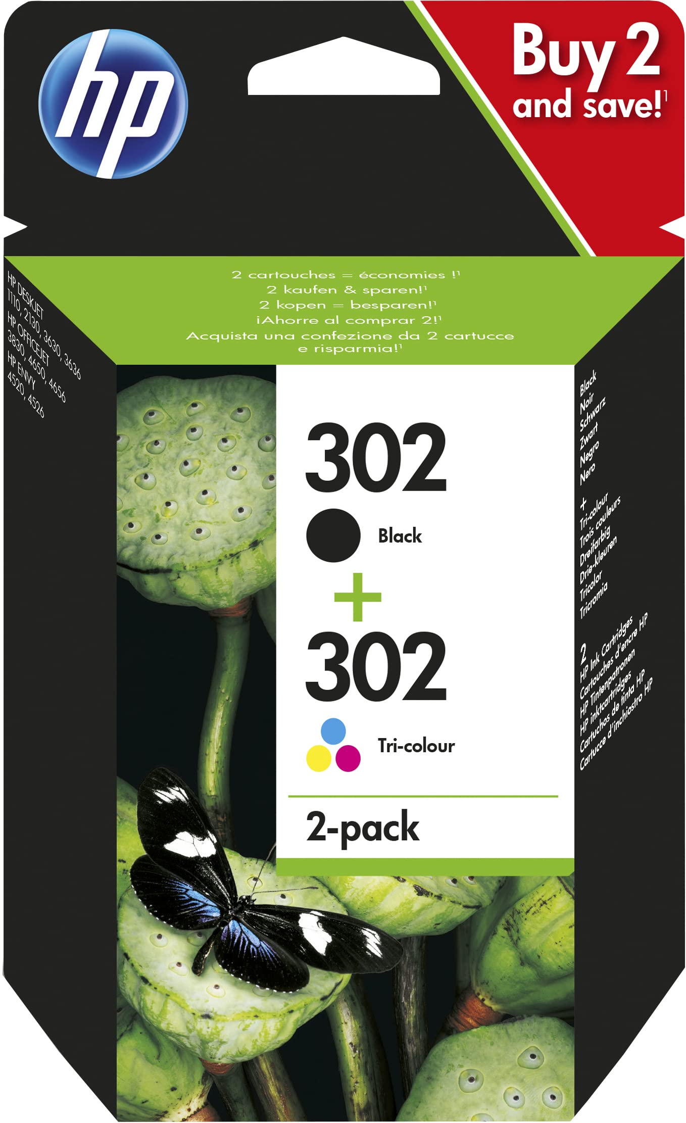 HP 302 original Ink cartridge X4D37AE 301 Combo 2-Pack BLISTER