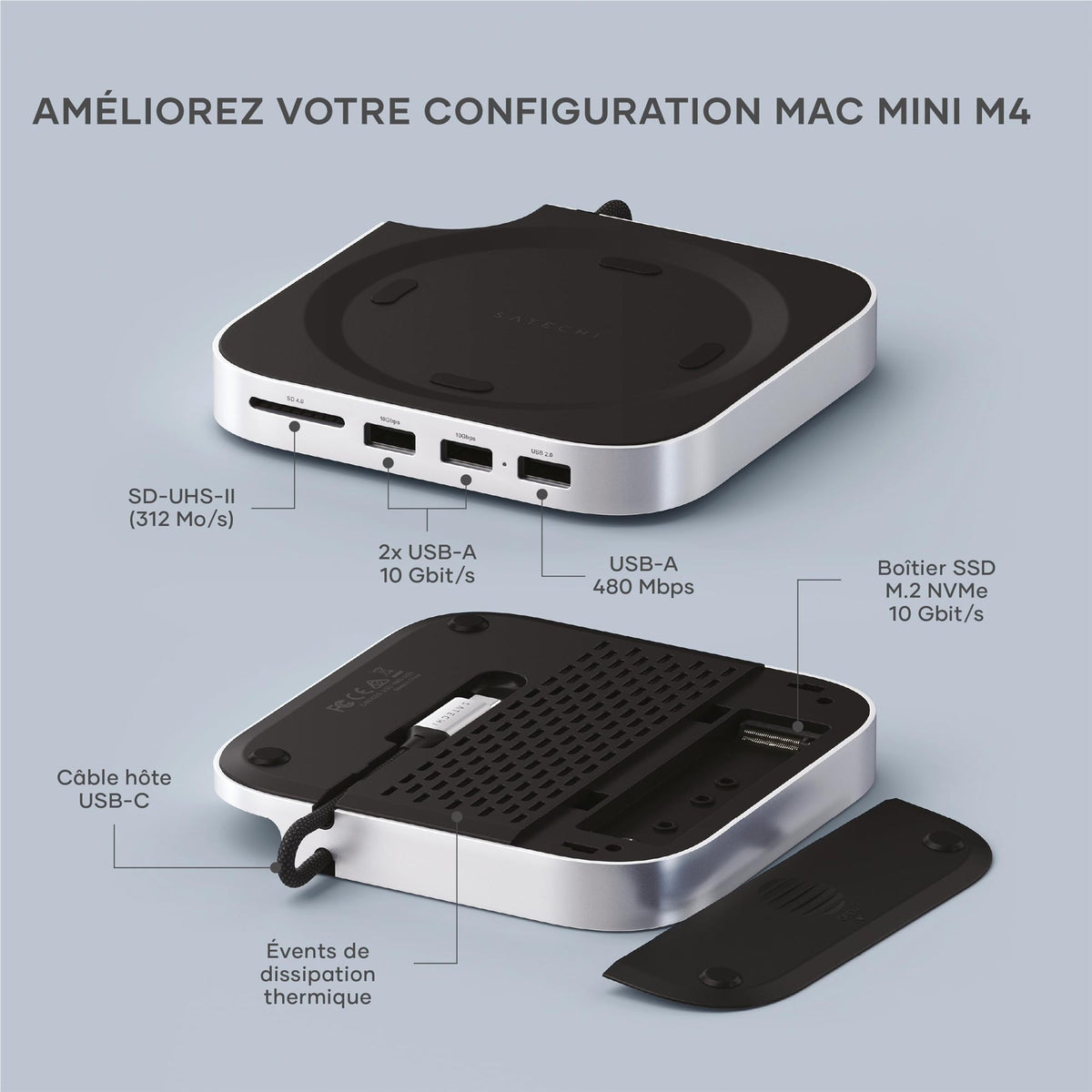 STAND&HUB MACMINI M4+SSD ENCLOSURE SIL