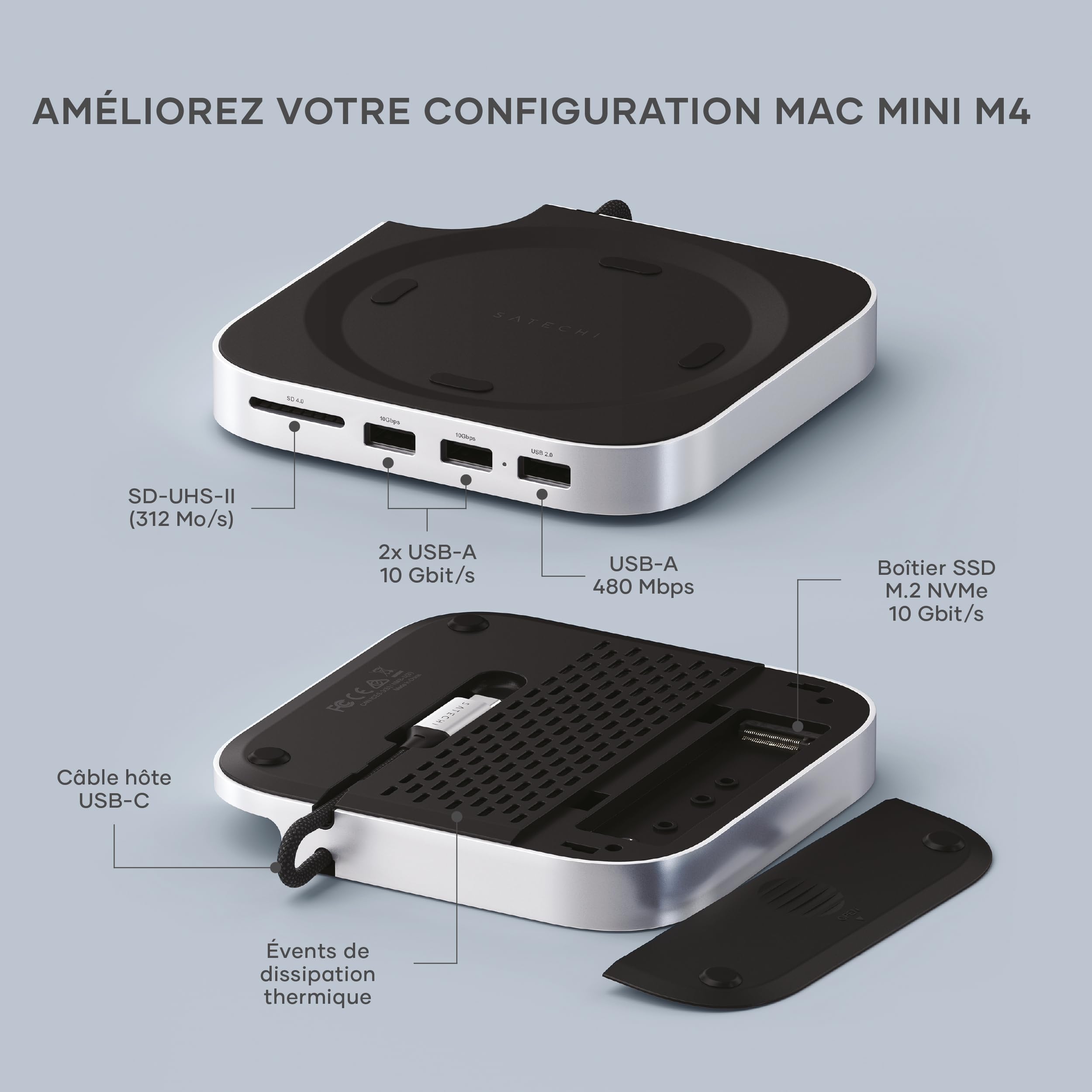 STAND&HUB MACMINI M4+SSD ENCLOSURE SIL