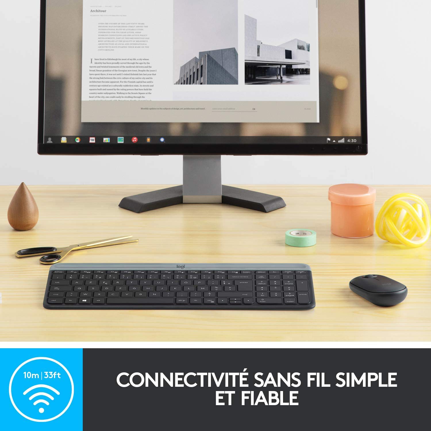 LOGITECH Slim Wireless Keyboard and Mouse Combo MK470 - GRAPHITE - FRA - CENTRAL