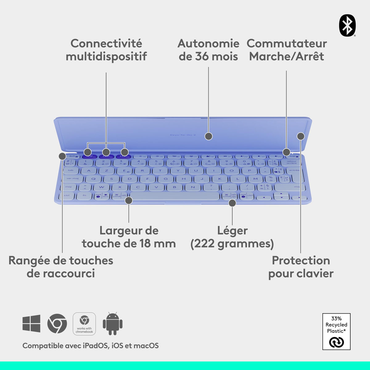 LOGITECH Keys-To-Go 2 - Lilac - WESTMID-511 (FR)