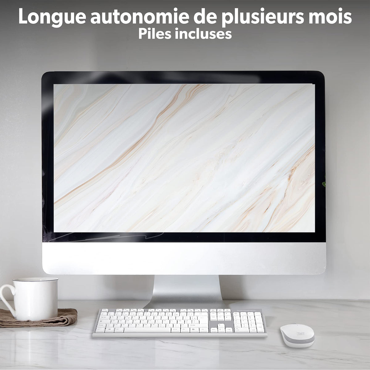 TNB CLASSY Wireless Keyboard/Mouse Combo Azerty High-End Finishes Compact Keyboard With Flat Comfortable And Silent Keys