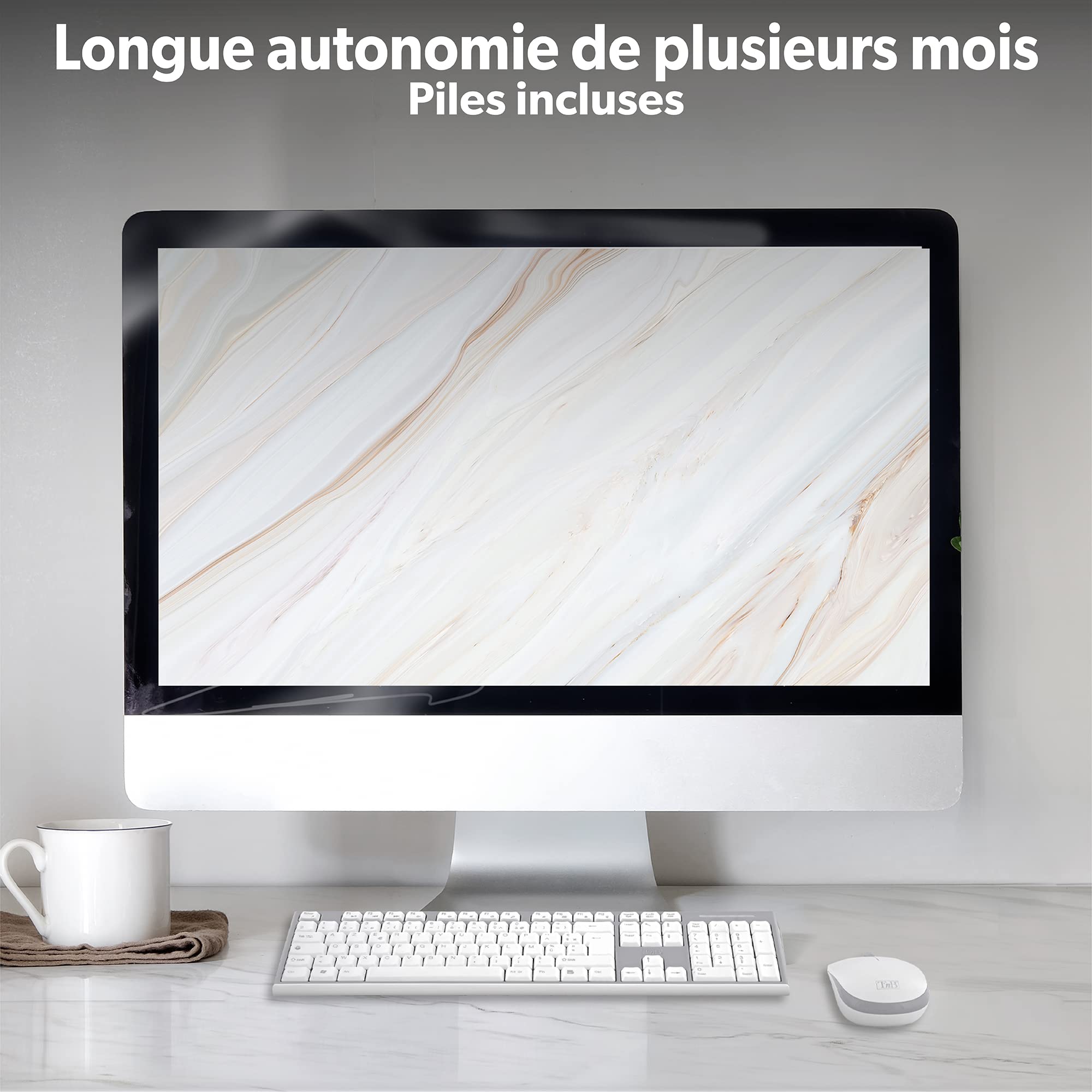 TNB CLASSY Wireless Keyboard/Mouse Combo Azerty High-End Finishes Compact Keyboard With Flat Comfortable And Silent Keys