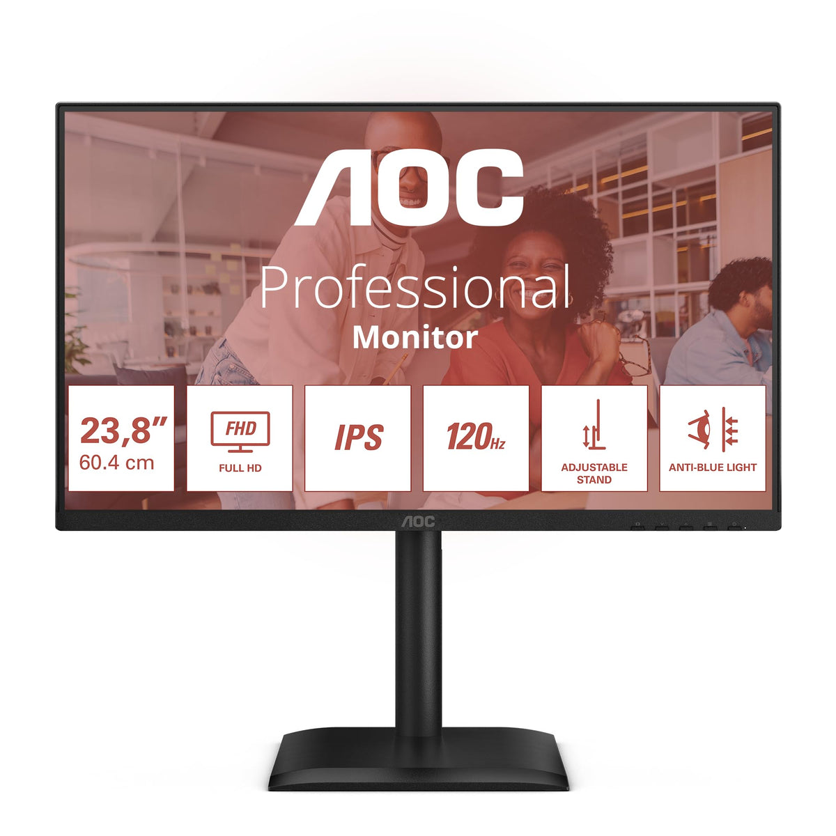 AOC 24E4CV - Écran LED - 24"-1920 x 1080 Full HD @ 120 Hz - IPS - 300 cd/m² - 1500:1 - 4 ms - HDMI, DP, USB-C - HP - GAR 5 ans