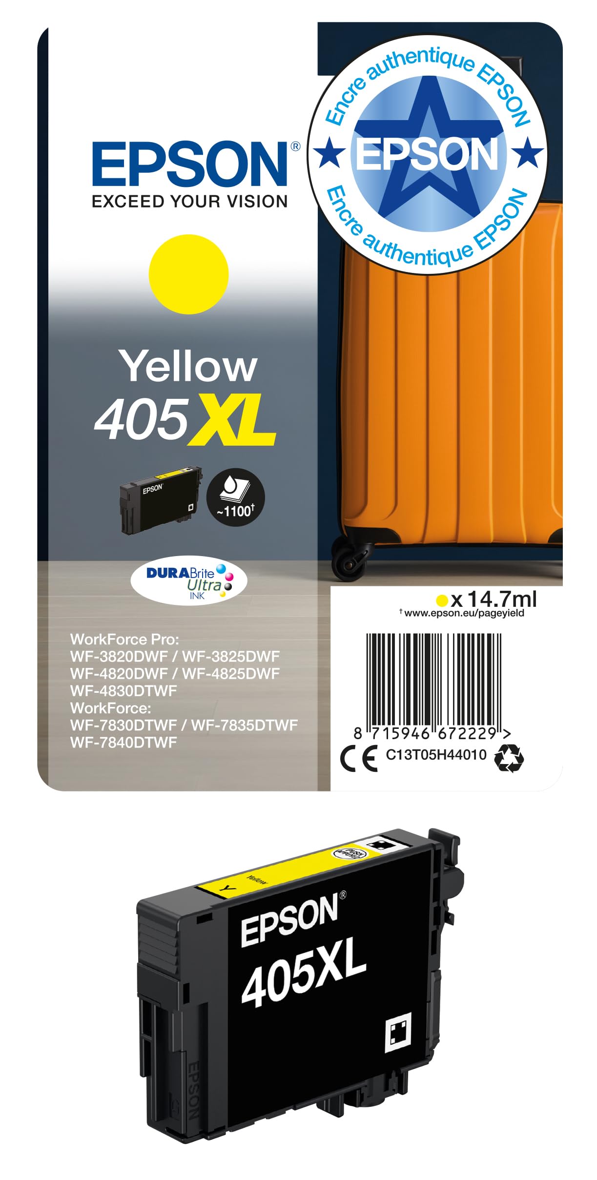 EPSON 6LB Singlepack Yellow 405XL DURABrite Ultra Ink