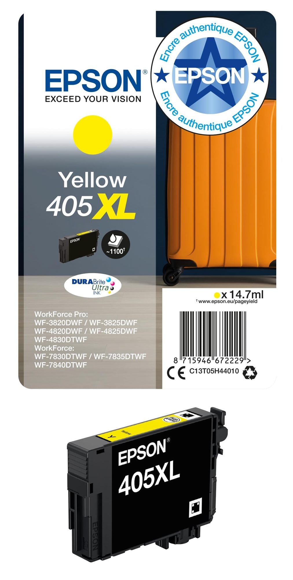 EPSON 6LB Singlepack Yellow 405XL DURABrite Ultra Ink