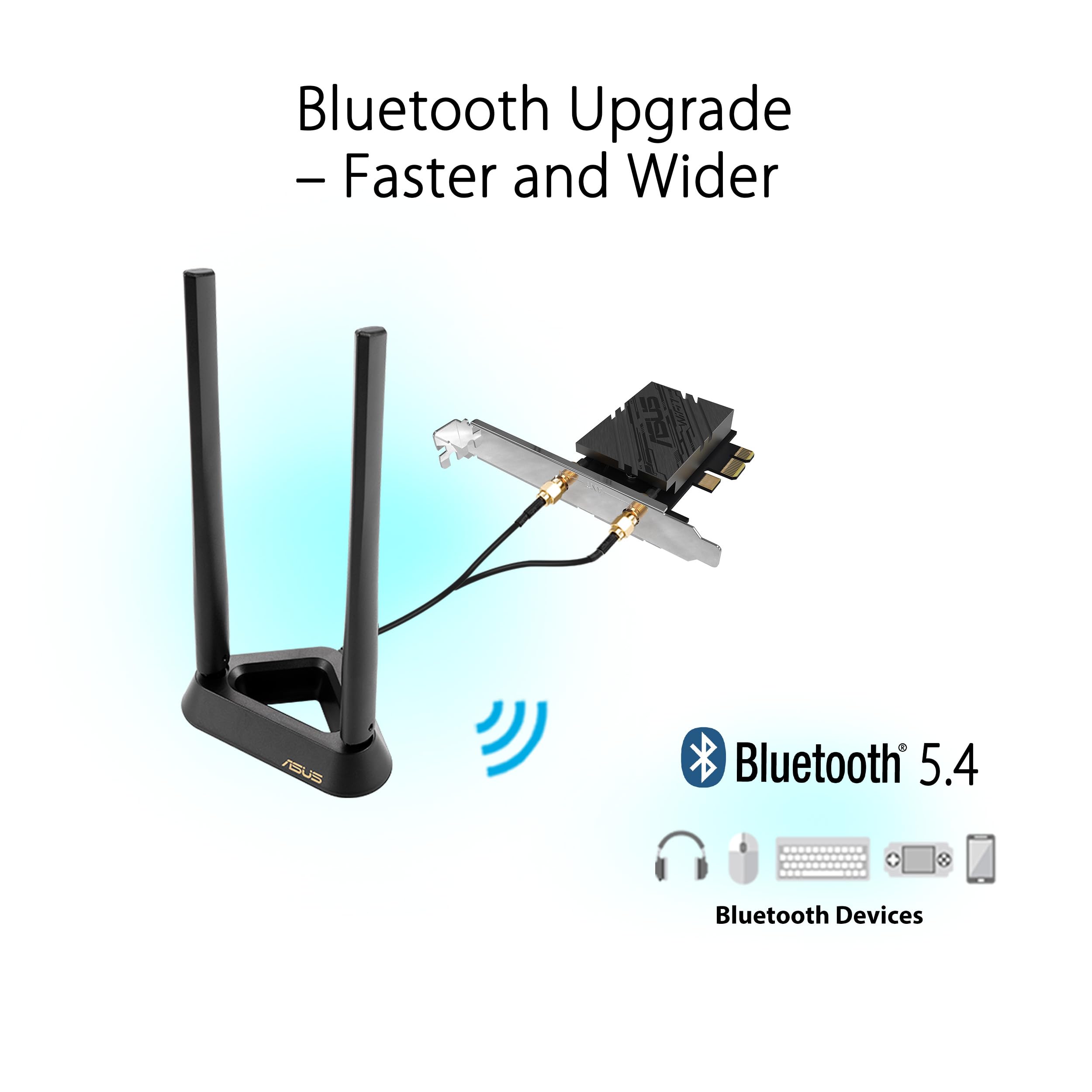 ASUS PCE-BE92BT WiFi 7 PCI-E Adapter with 2 external antennas and magnetized base