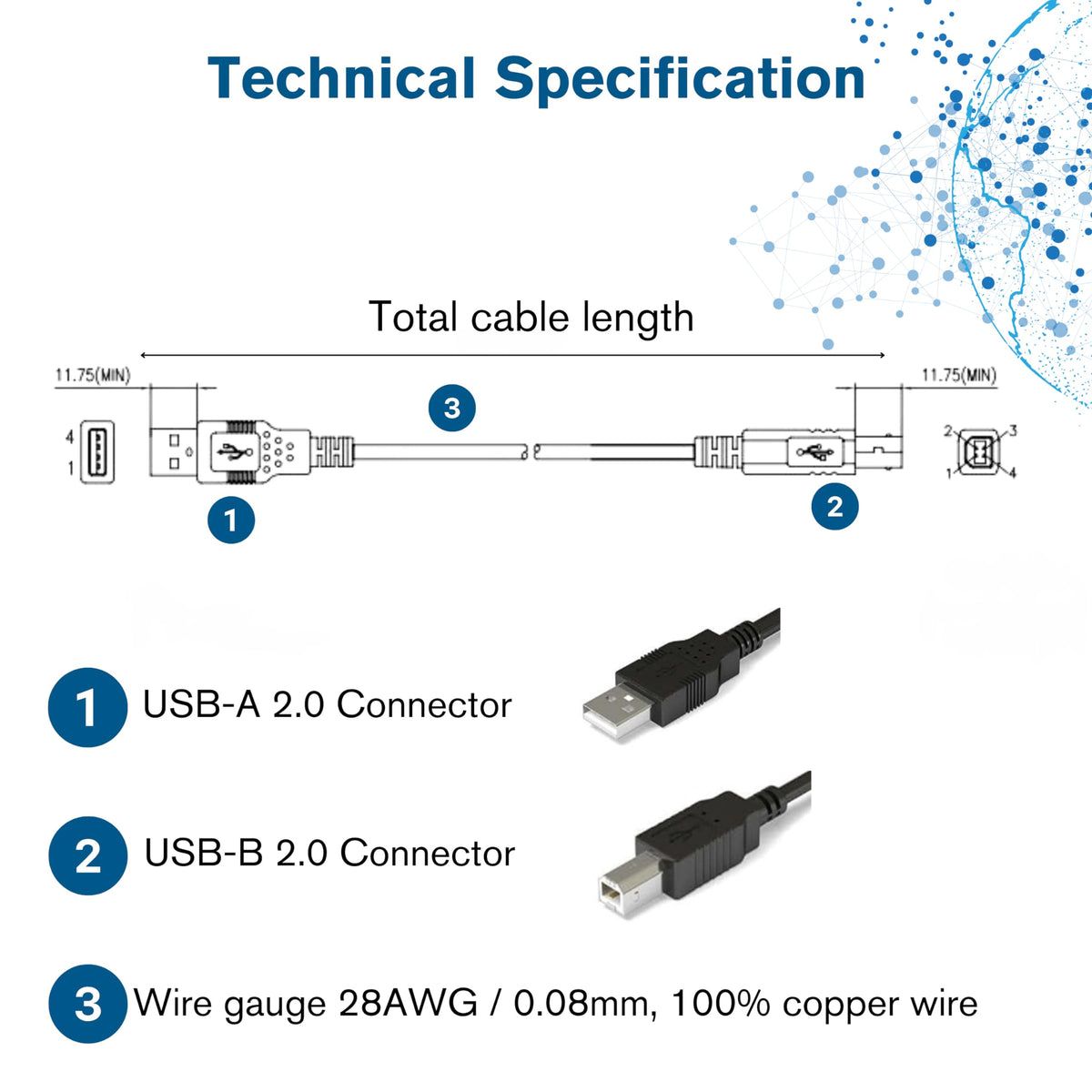 Cbl/1m USB 2.0 A/B Black