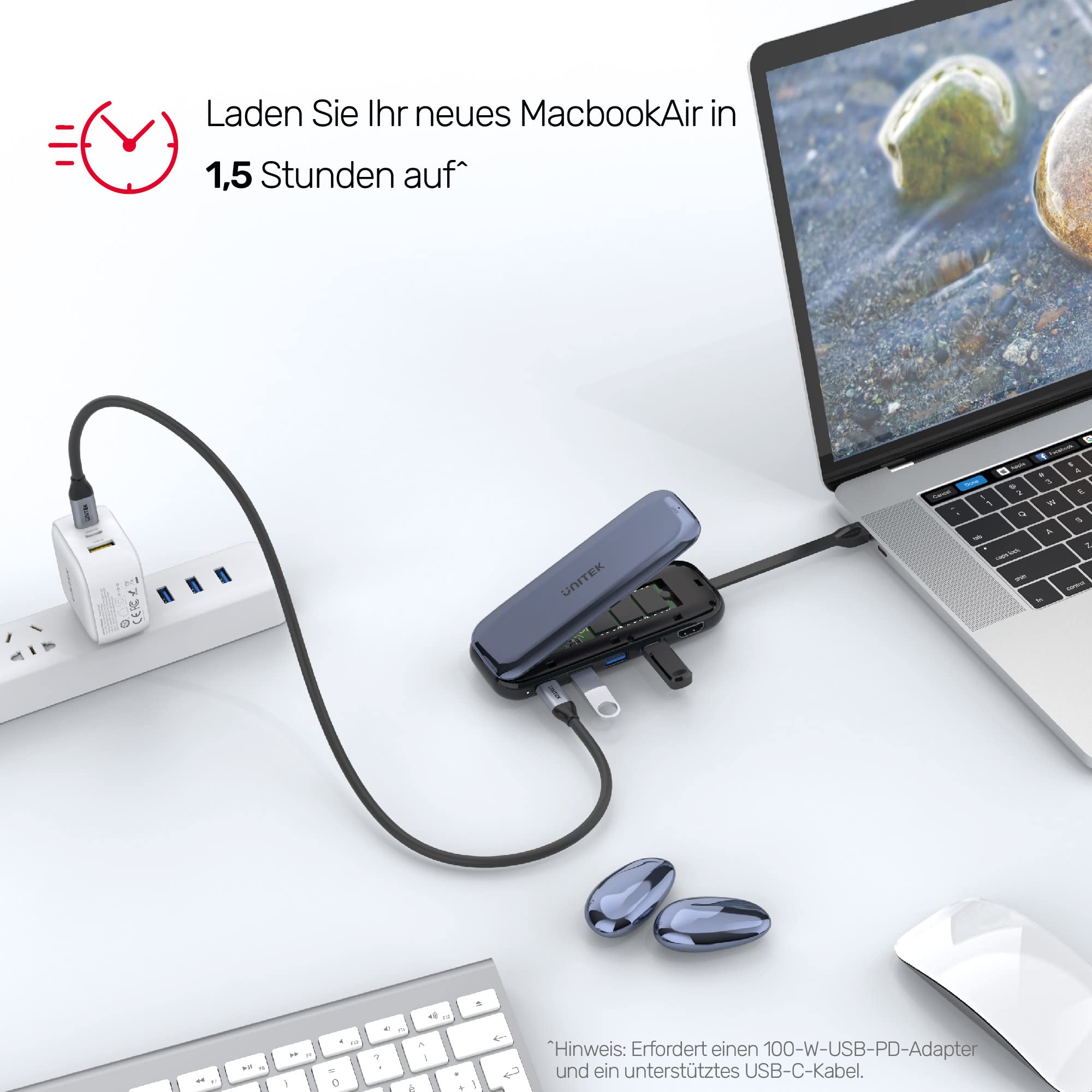 Boîtier SSD M.2  NVMe Docking HDMI + 2xUSB-A + PD100W