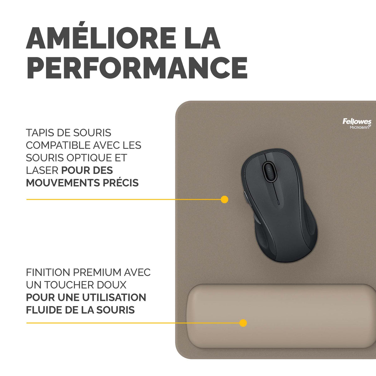 FELLOWES Tapis de souris repose-poignets Breyta SABLE