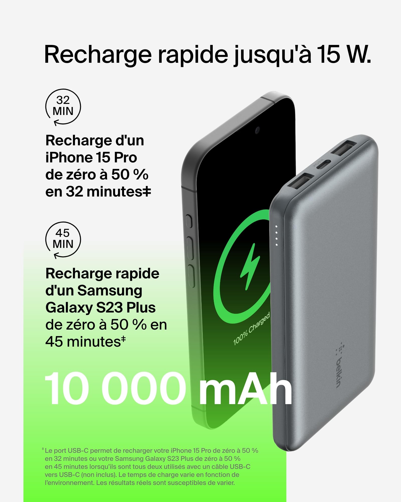 BELKIN 10k power bank 15w space grey