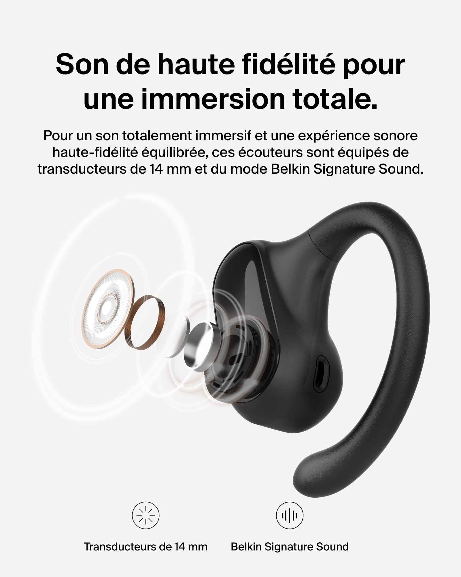 BELKIN Clearfit Open-Ear Wireless Earbuds Black