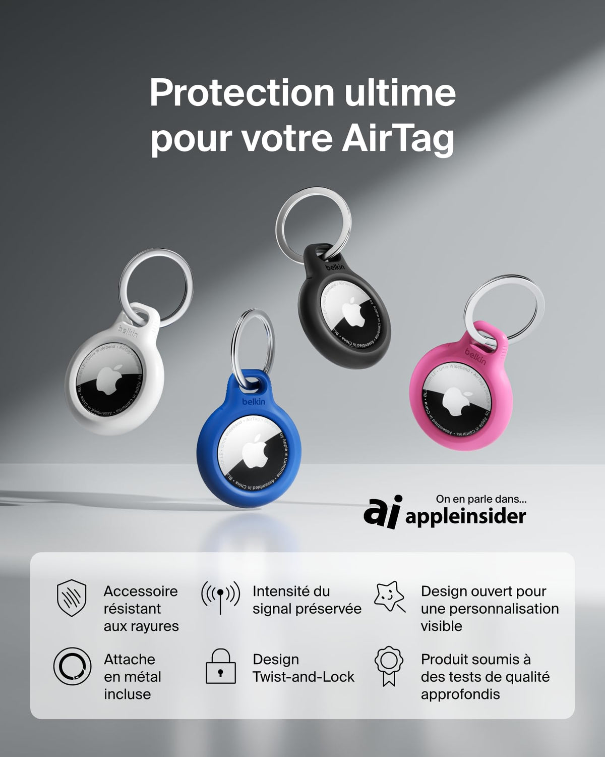 BELKIN Airtag Protection avec porte-clés Noir