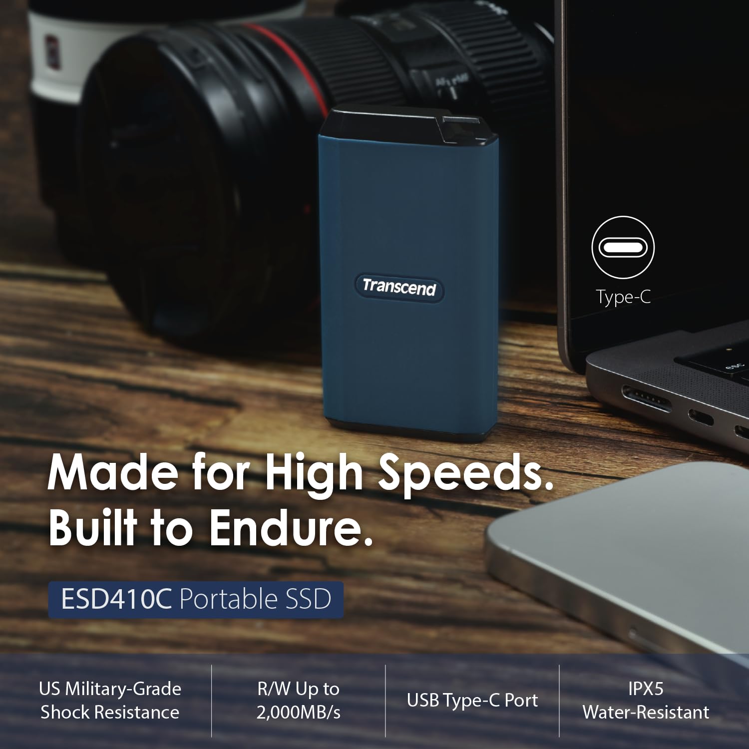 TRANSCEND ESD410C 2TB External SSD USB 20Gbps Type C