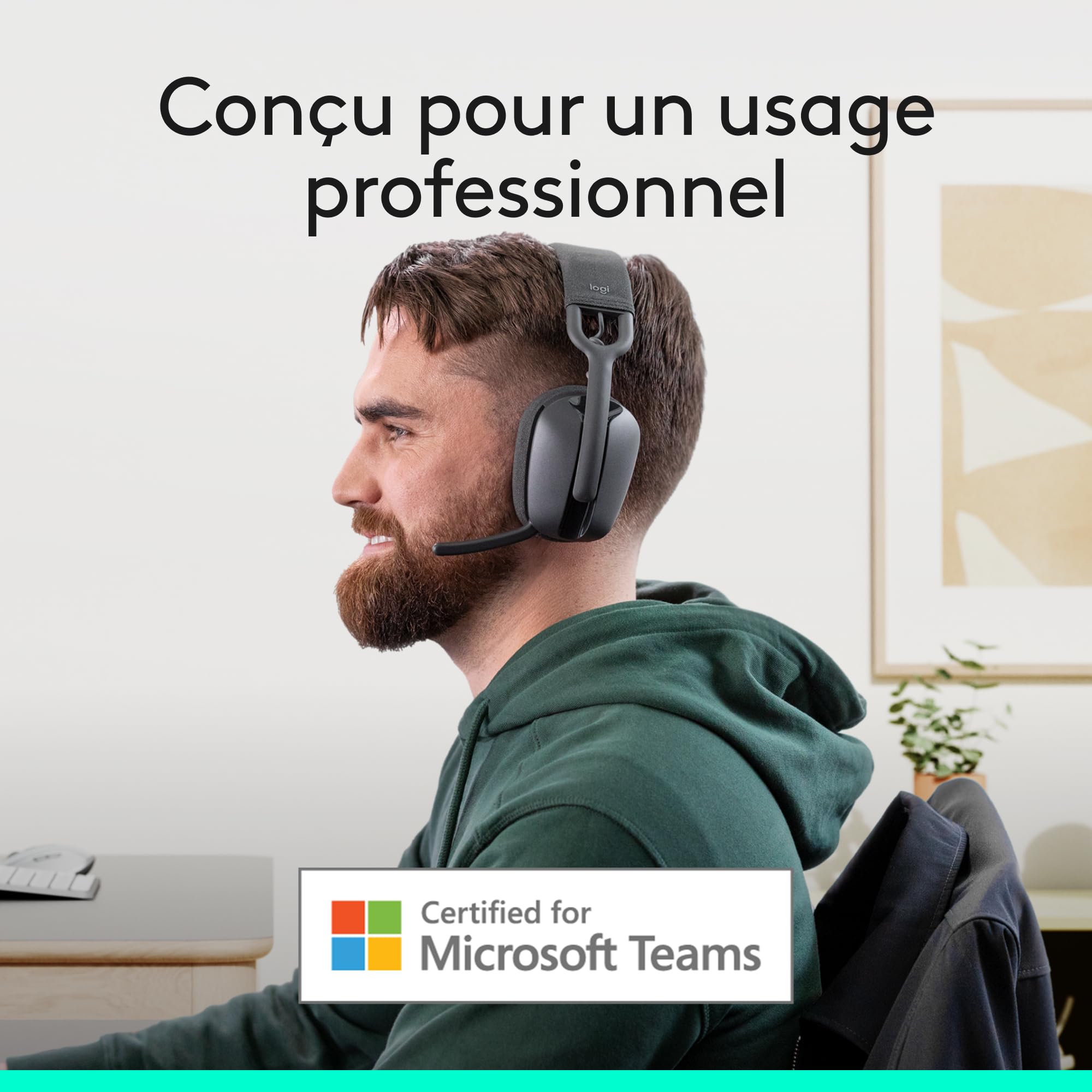 LOGITECH Zone Vibe Wireless Headset full size Bluetooth wireless USB-C via Bluetooth adapter graphite Certified for Microsoft Teams