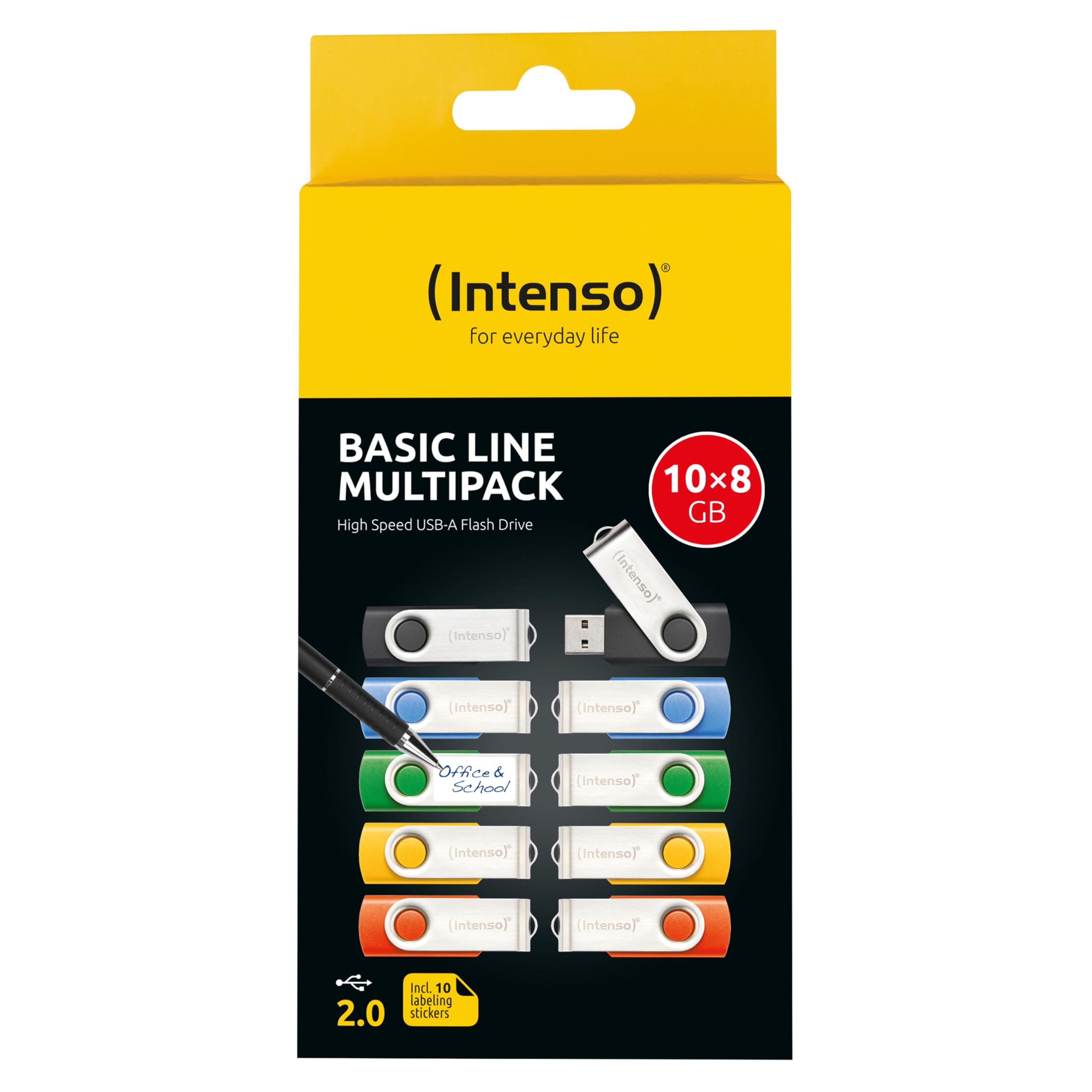 INTENSO Clé USB 2.0 Basic Line - Pack de 10 x 8 Go