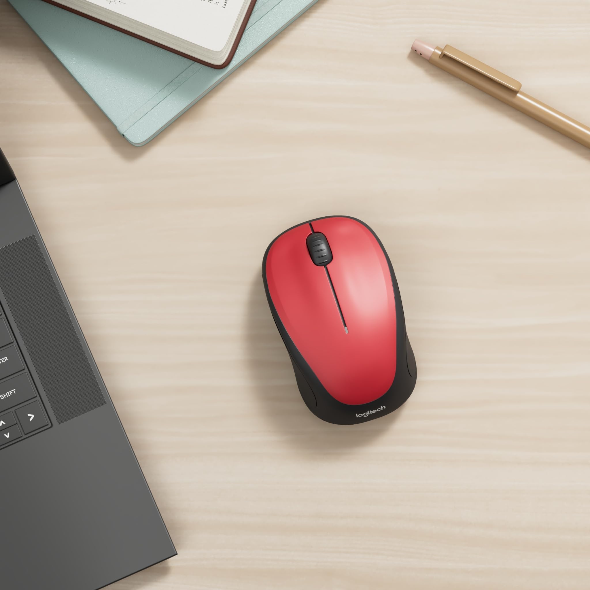 LOGITECH M235 Mouse optical wireless 2.4 GHz USB wireless receiver red