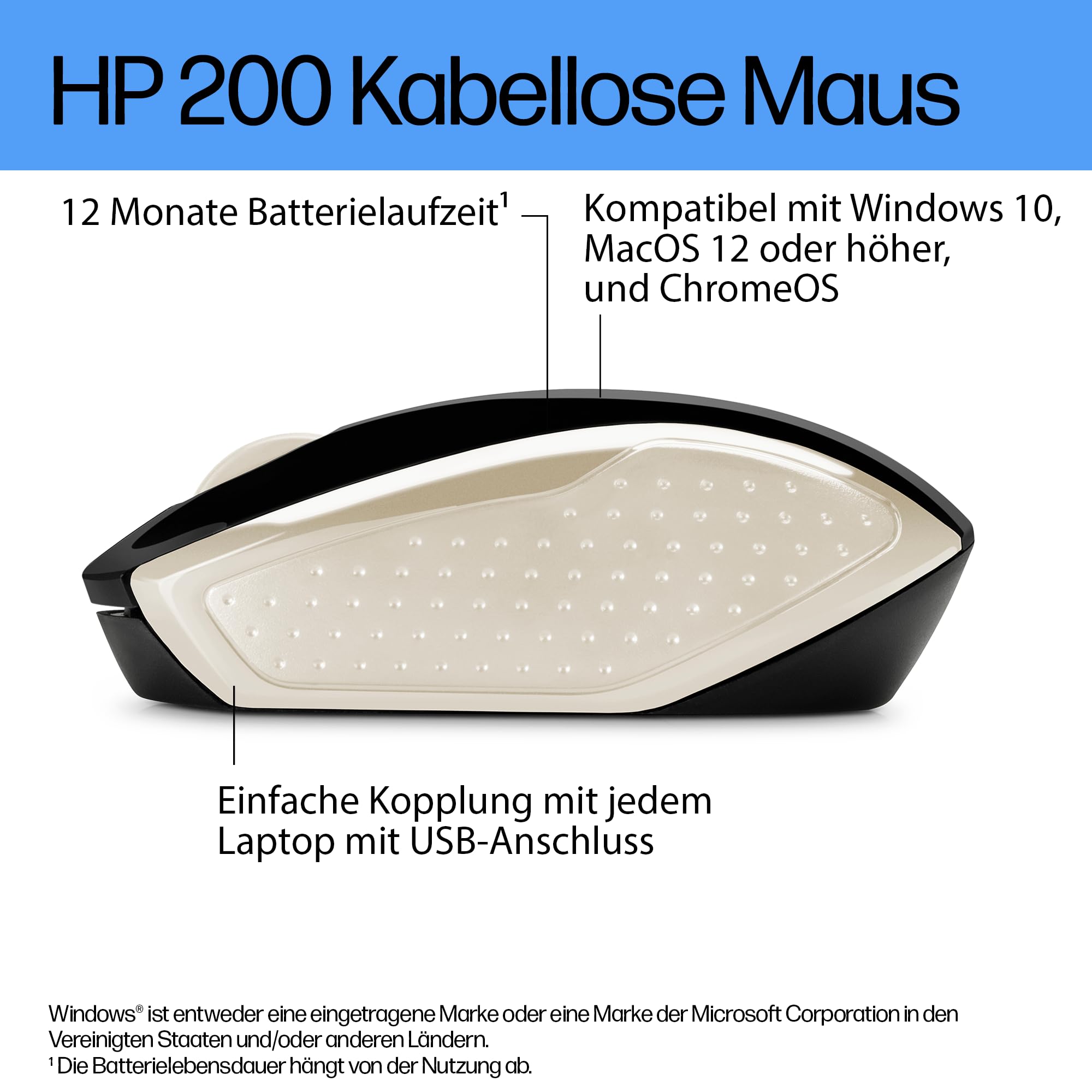 HP 200 Silk Gold Wireless Mouse