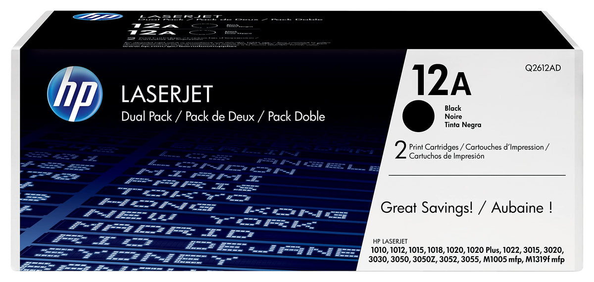 HP 12AD original Laserjet Toner cartridge Q2612AD black standard capacity 2 x 2.000 pages 2-pack