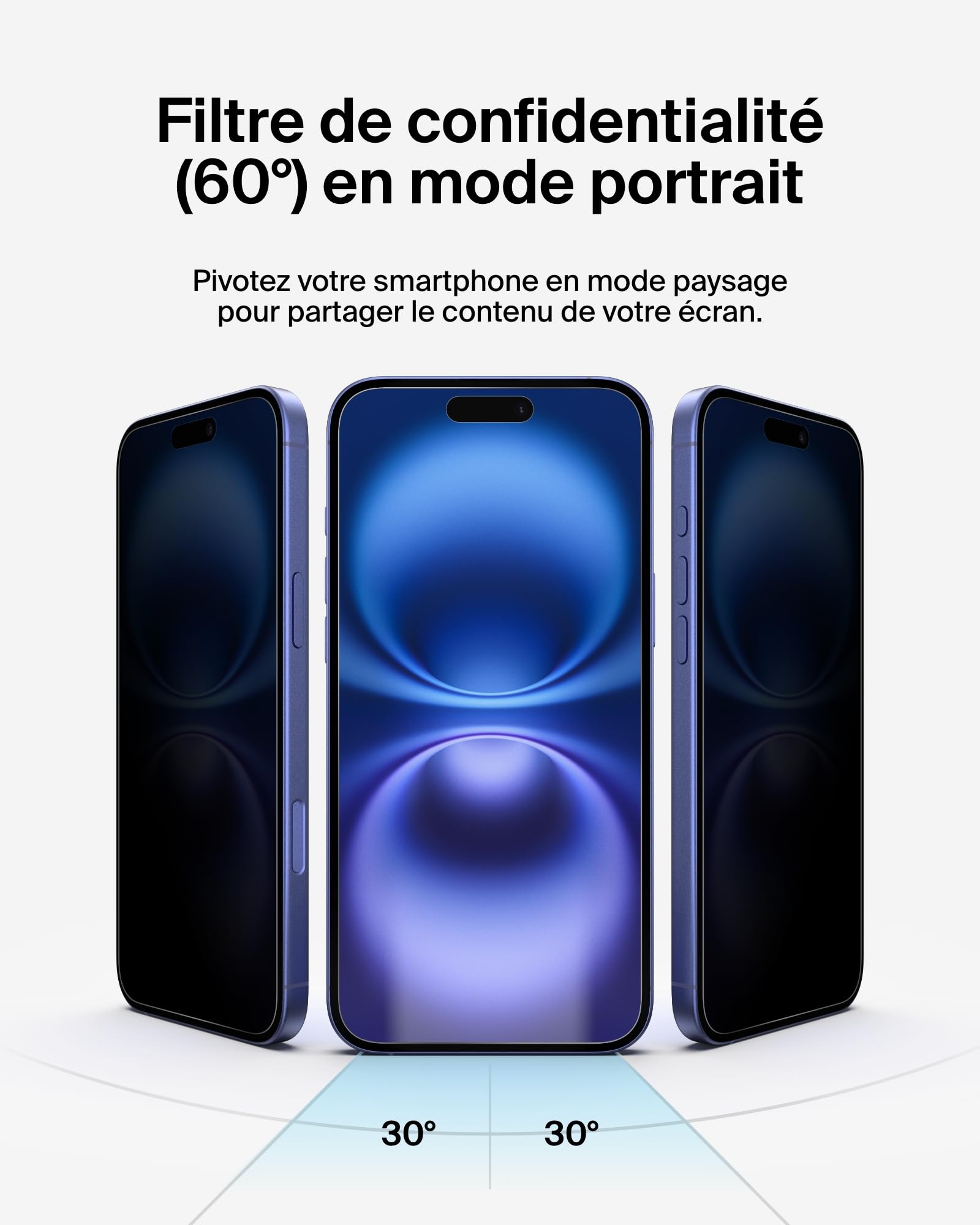 BELKIN ScreenForce Pro Invisiglass Privacy AM Screen Protector - iPhone 16 Plus/15 Plus/14 Pro Max