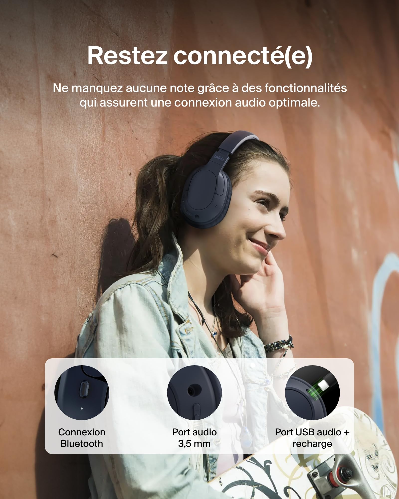 BELKIN SOUNDFORM SURROUND WIRELESS HEADPHONES BLUE