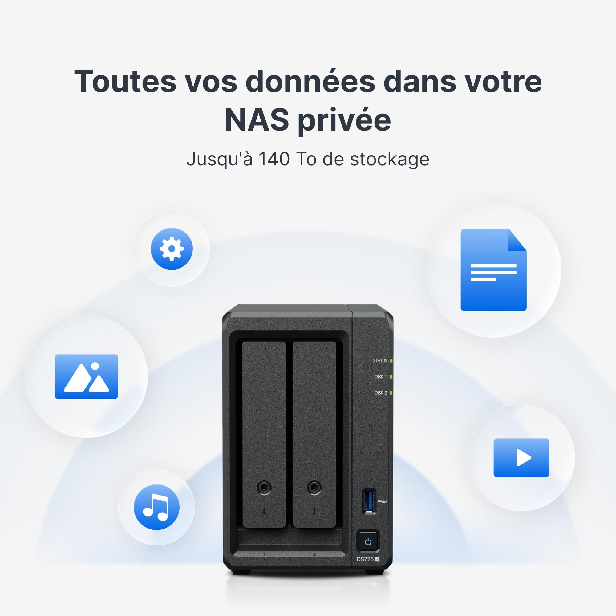 SYNOLOGY DS1525+ Desktop 5-BAY AMD Ryzen Embedded R1600 DUAL CORE 8Go RAM up to 32Go