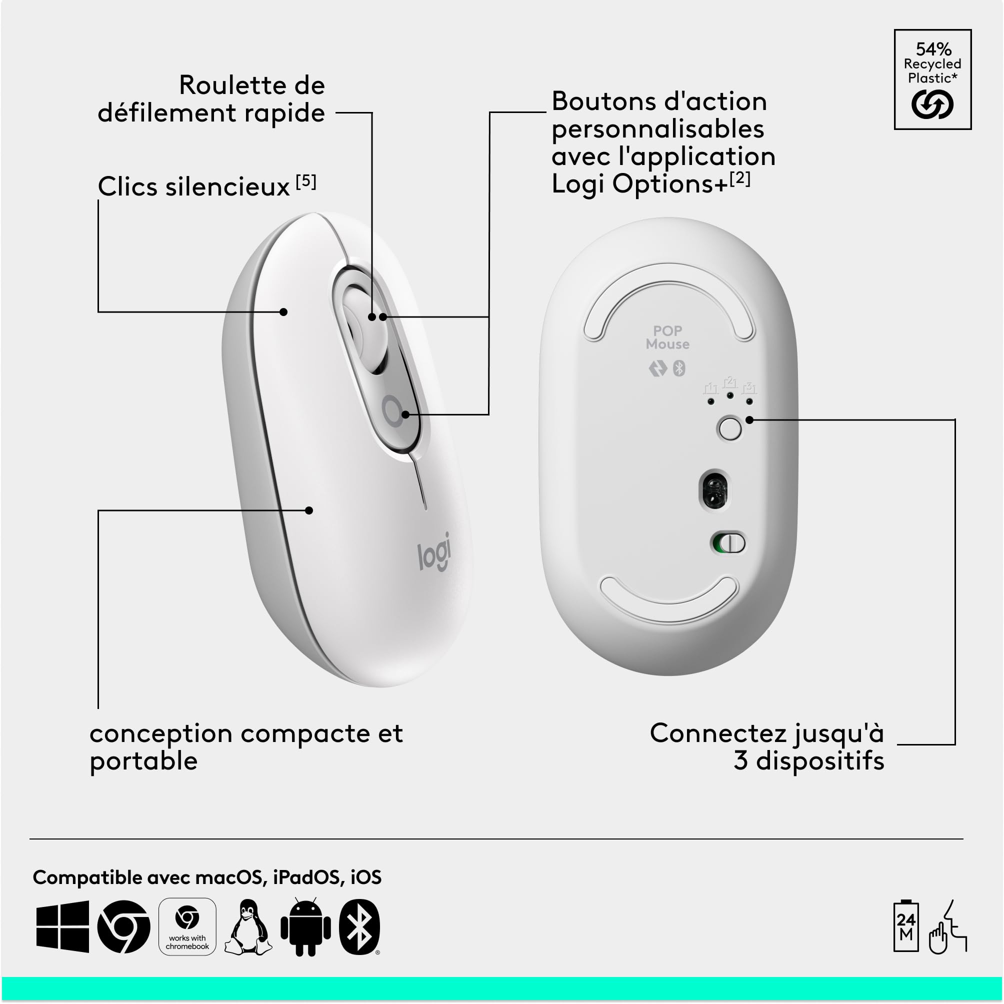 LOGITECH POP ICON COMBO - OFF WHITE (FR)