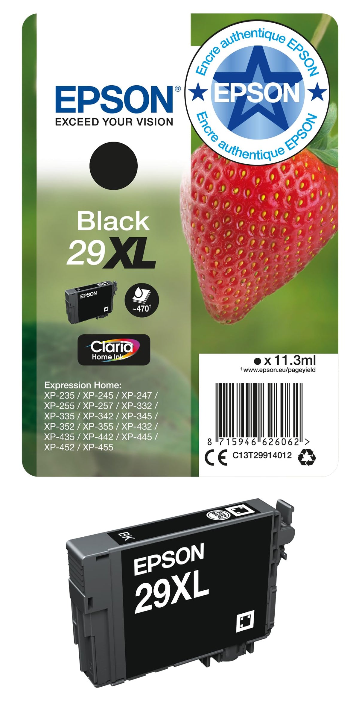 EPSON 4LB Cartridge Fraise - Ink Claria Home Black XL w/s
