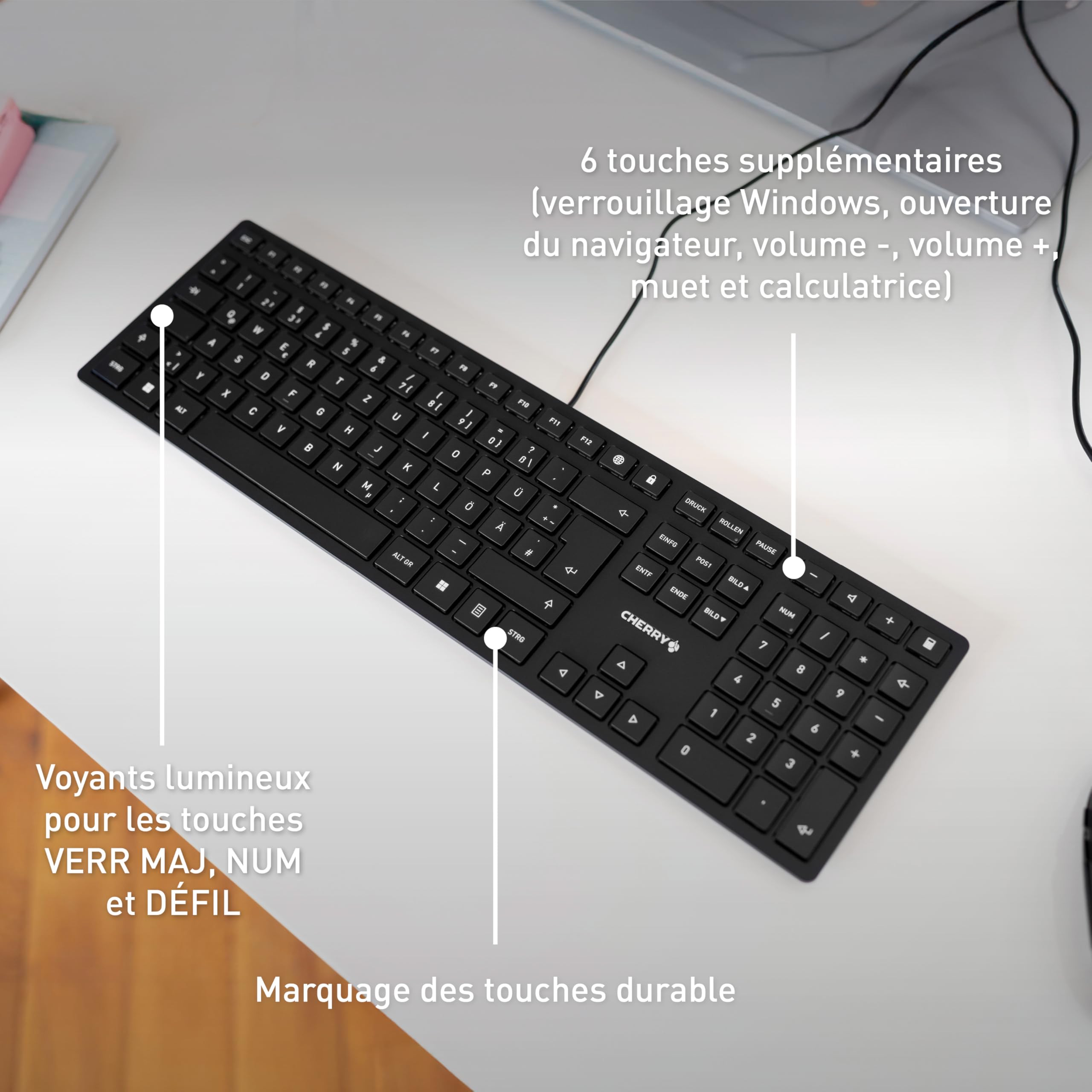CHERRY Clavier KC 6000 SLIM USB EU noir