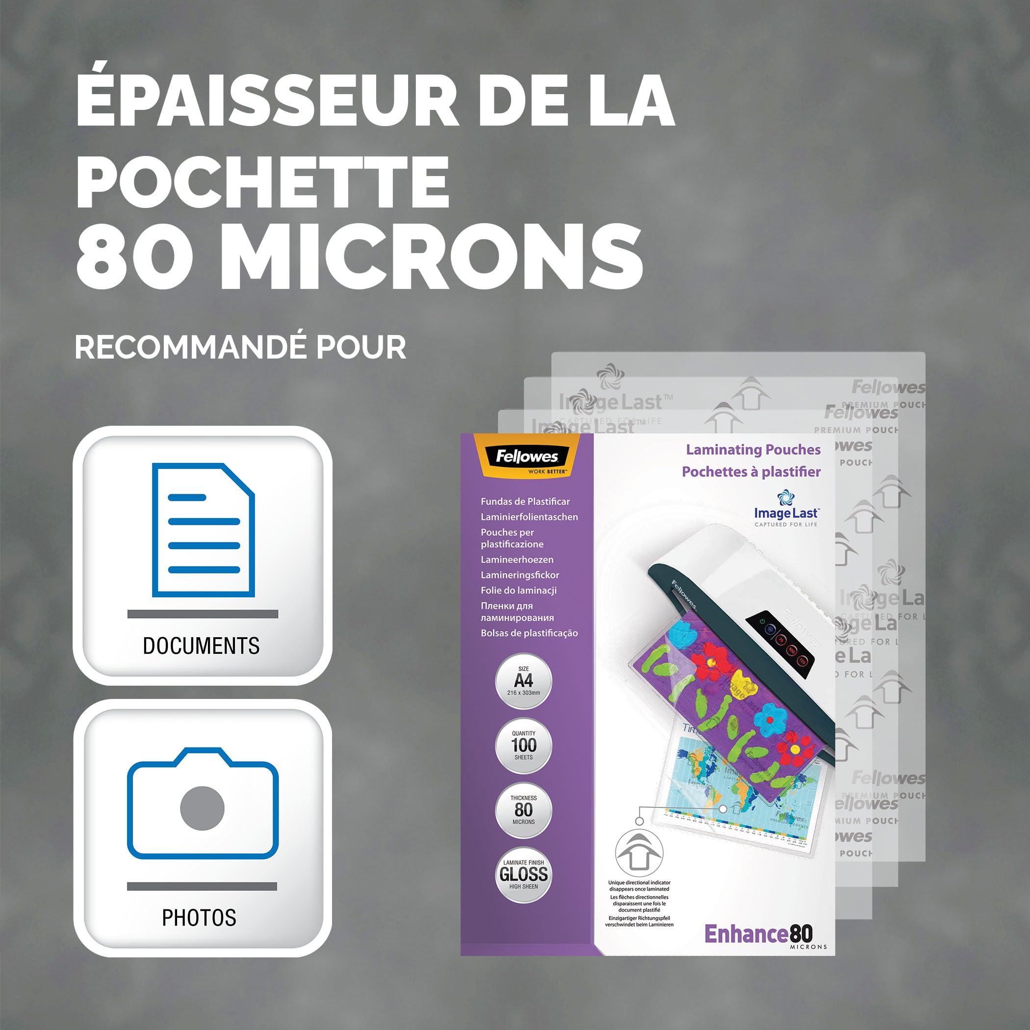 FELLOWES Pochettes ImageLast A4 80 microns - Pack de 100