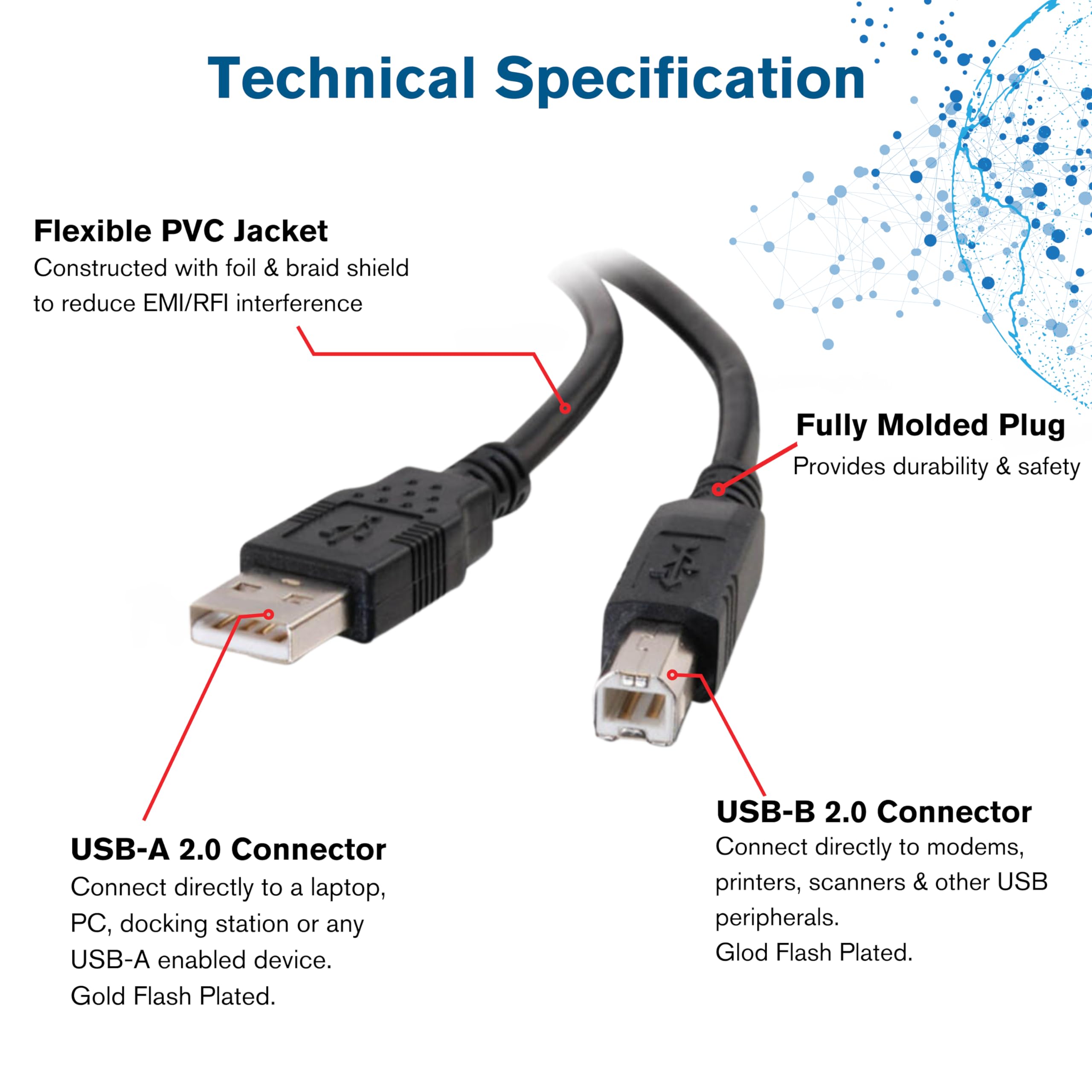Cbl/1m USB 2.0 A/B Black