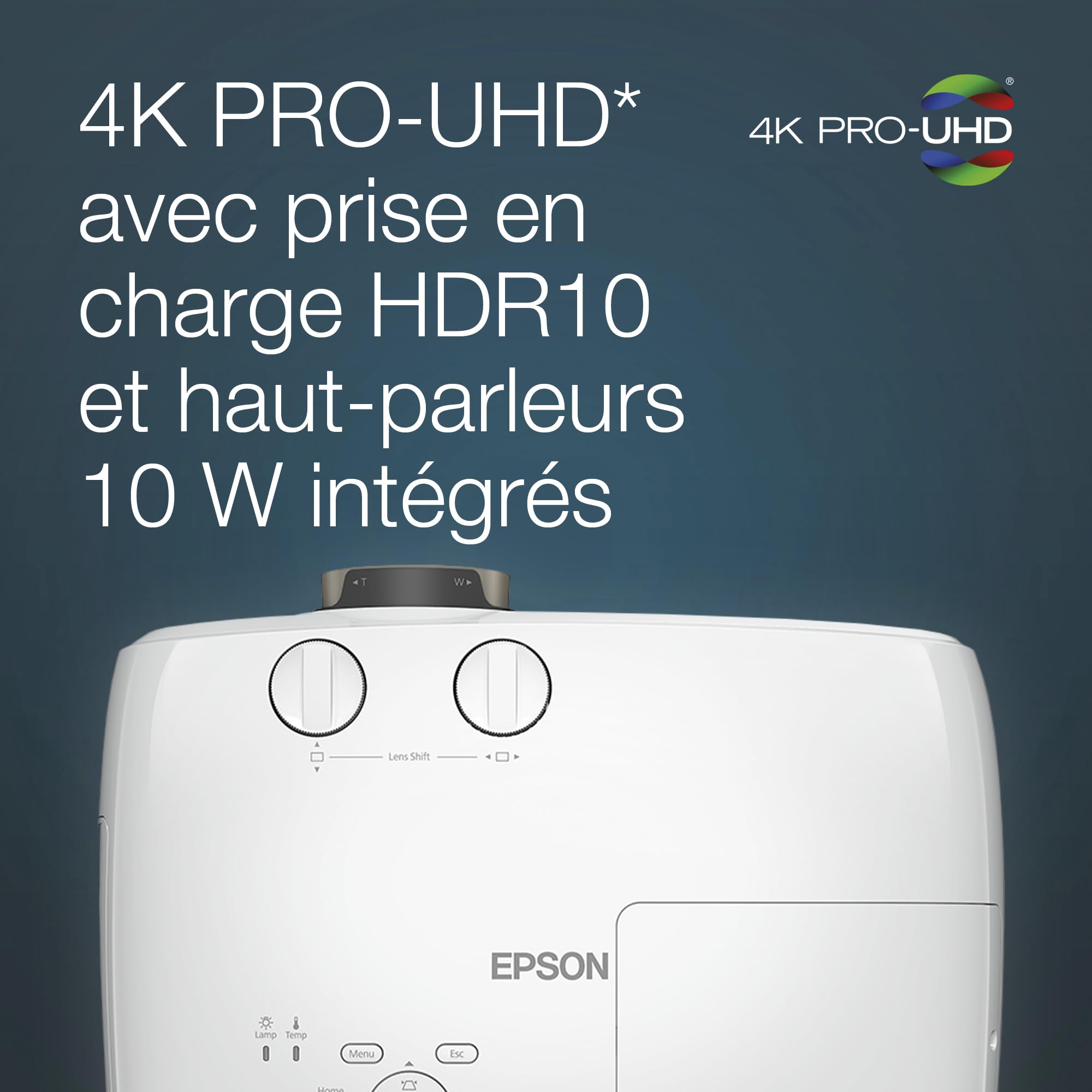 EPSON EH-TW7100 Projecteur 4K PRO-UHD Home Cinema - 16:9 - 3000 lumens -100 000:1- 2x HDMI- Bluetooth - Garantie 2 ans