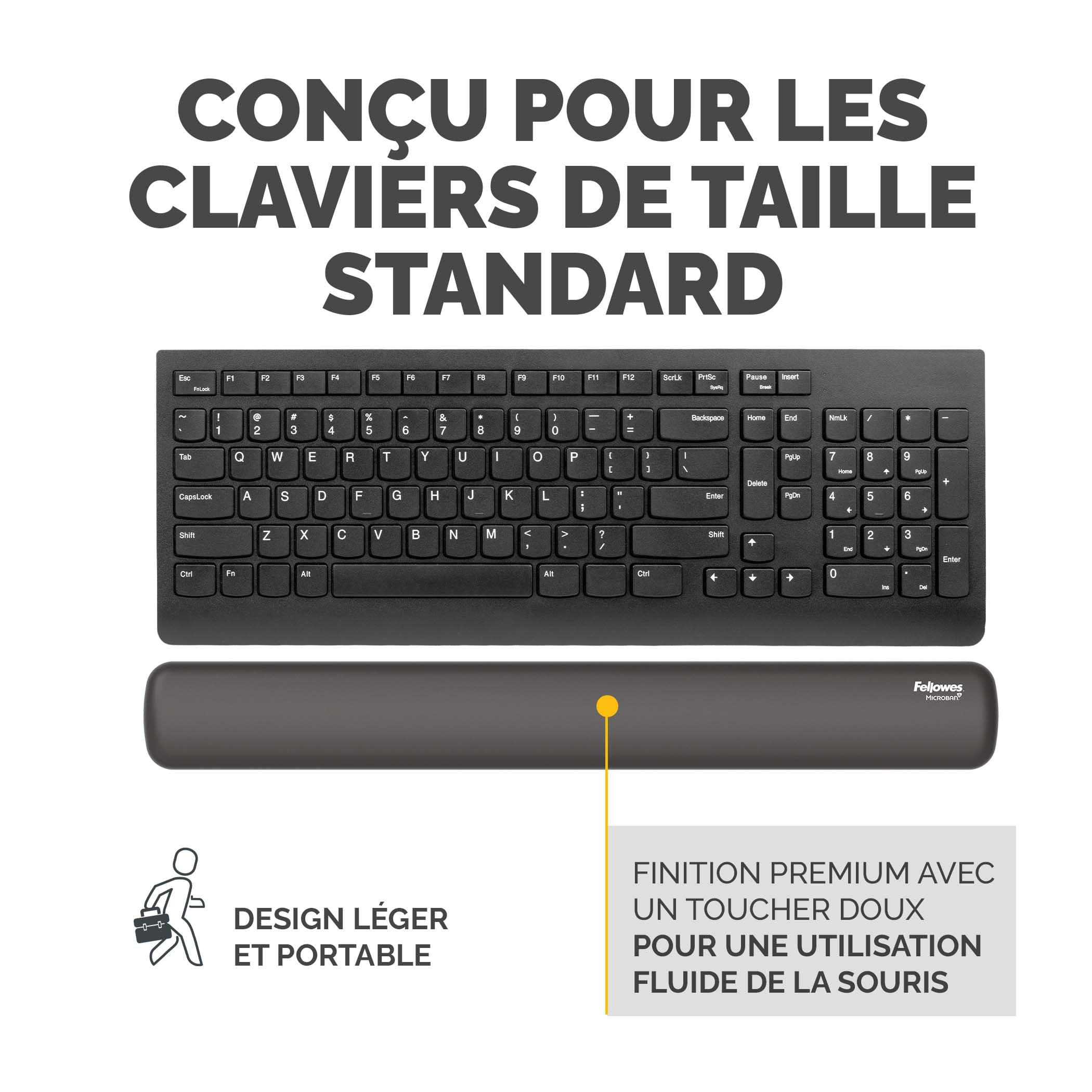 FELLOWES Repose-poignets clavier Breyta - Noir