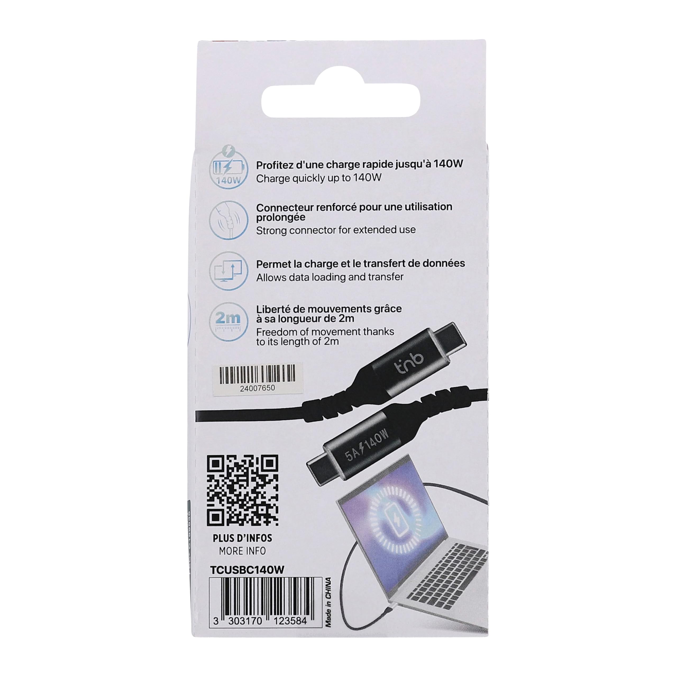 TNB iClick 140W 2m USB-C PC and Mac Charging Cable