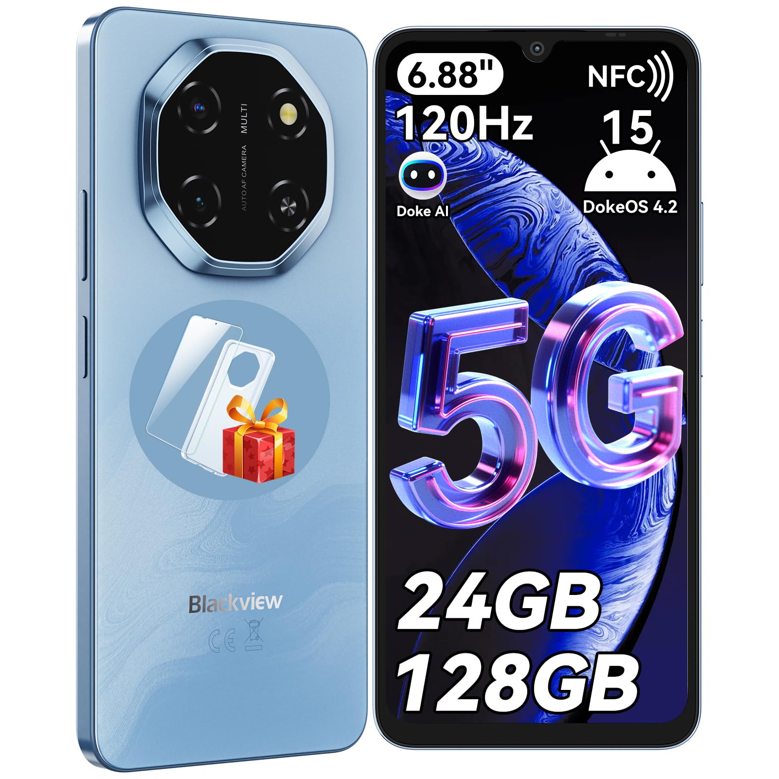 Blackview Shark 6 (5G - NFC - 6.88'' - 128 Go, 8 Go RAM) Bleu
