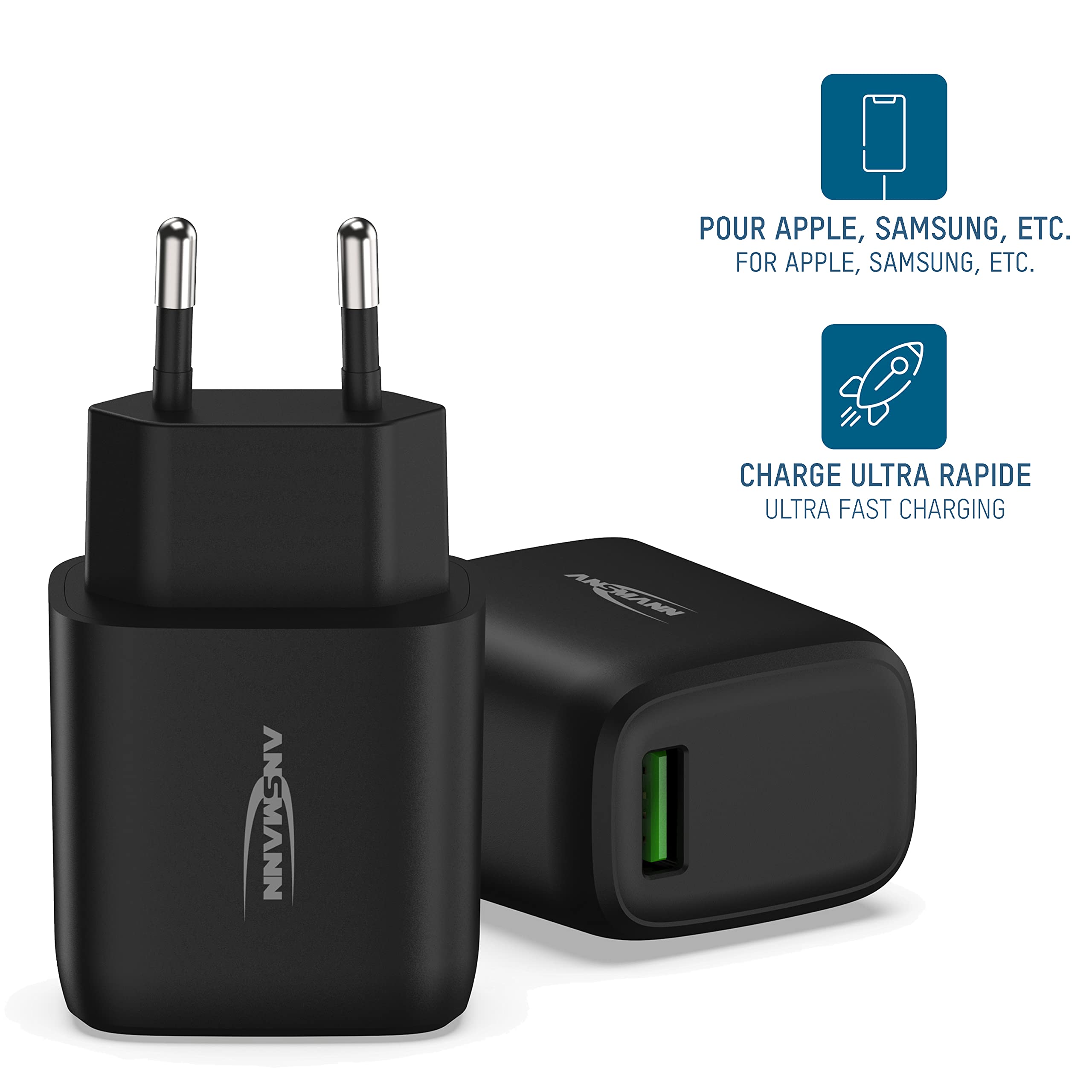 CHARGEUR SECTEUR 1 PORT USB QUICK CHARGE QC 3.0