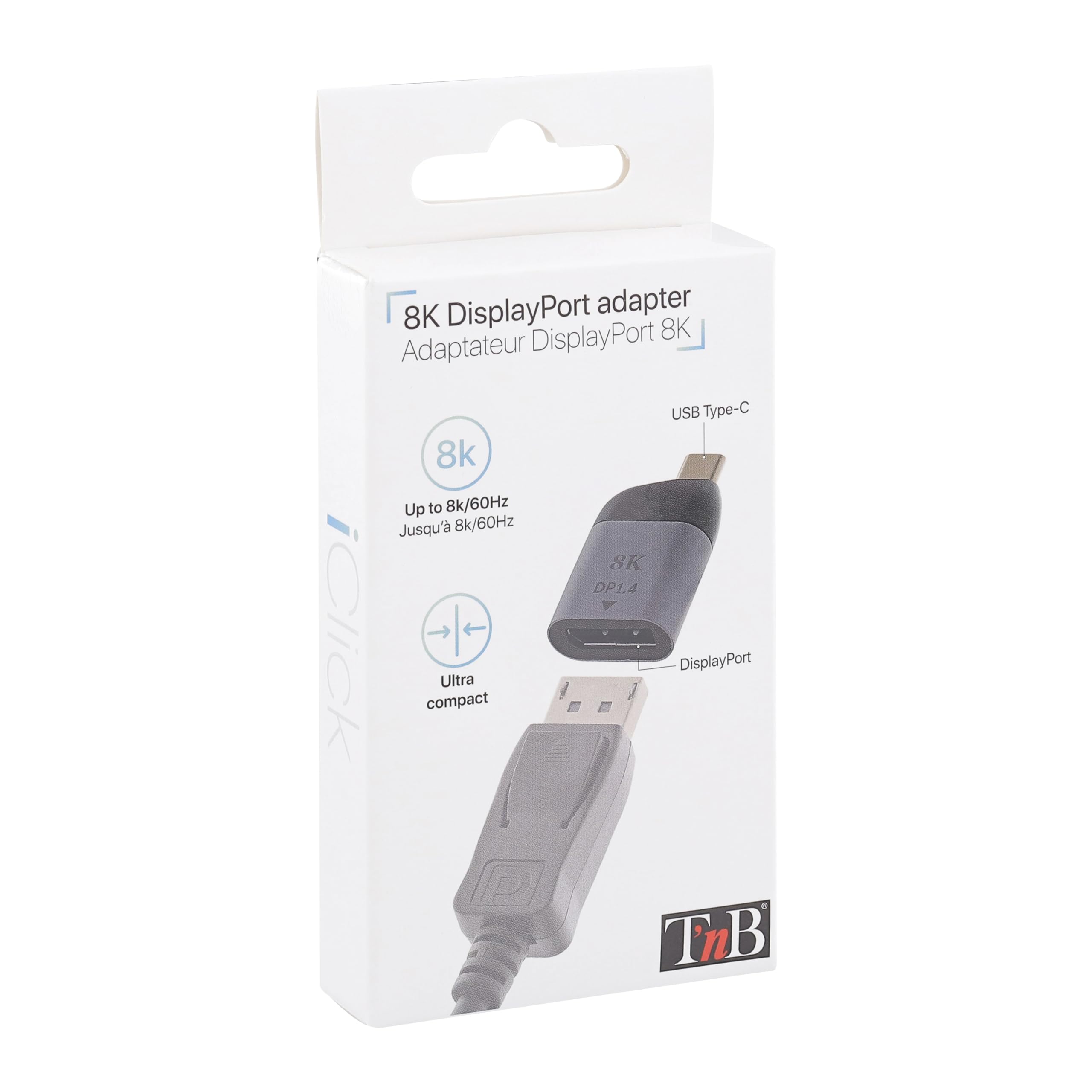 TNB Mini iClick Type C To Displayport Adapter For Resolutions Up To 8K/60Hz Compatible With Lower Resolutions