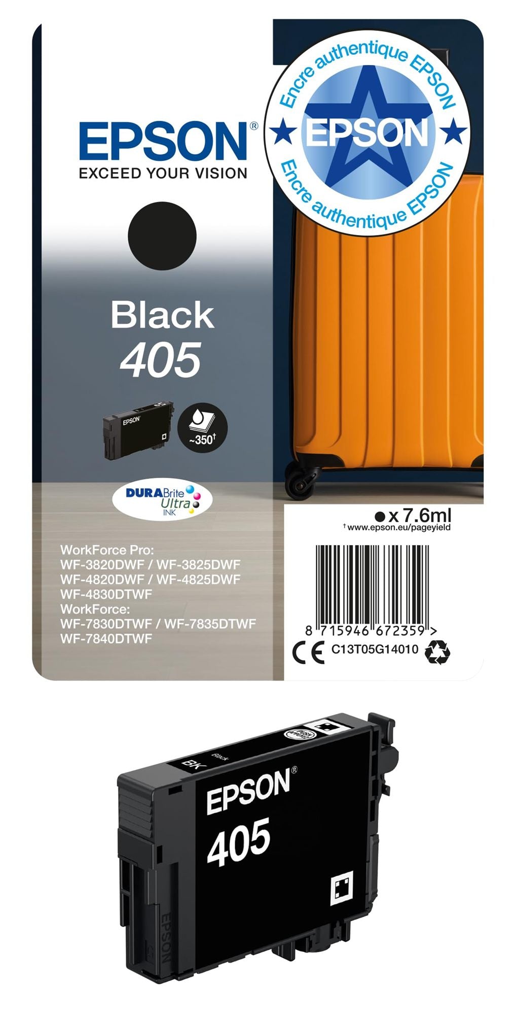 EPSON 4LB Singlepack Black 405 DURABrite Ultra Ink