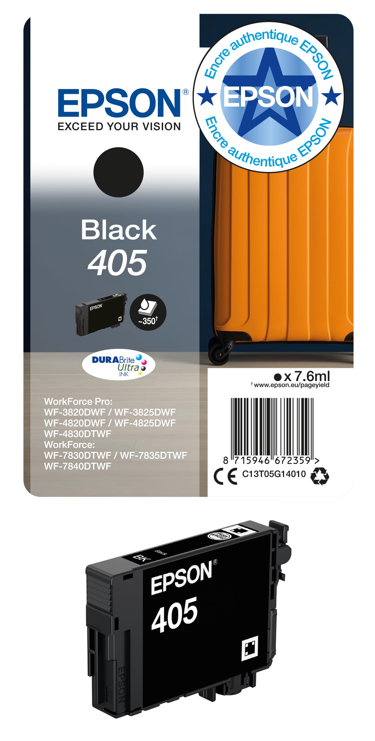 EPSON 4LB Singlepack Black 405 DURABrite Ultra Ink