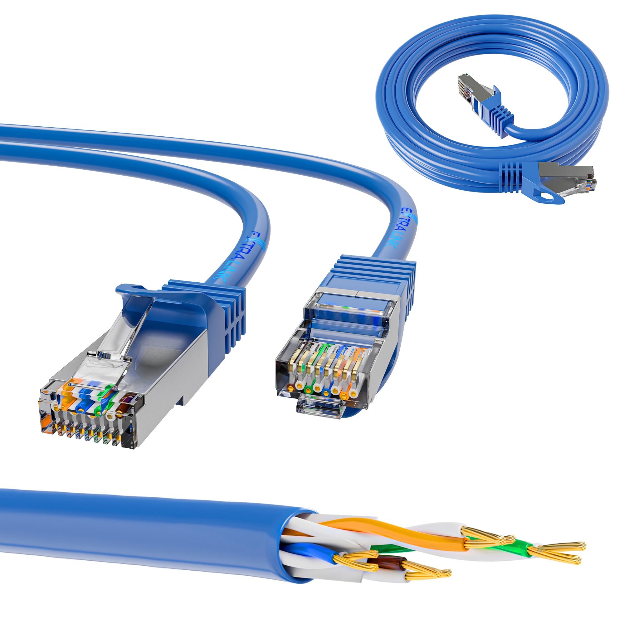 Extralink EX.6570 câble de réseau Bleu Cat6a SF/UTP (S-FTP)