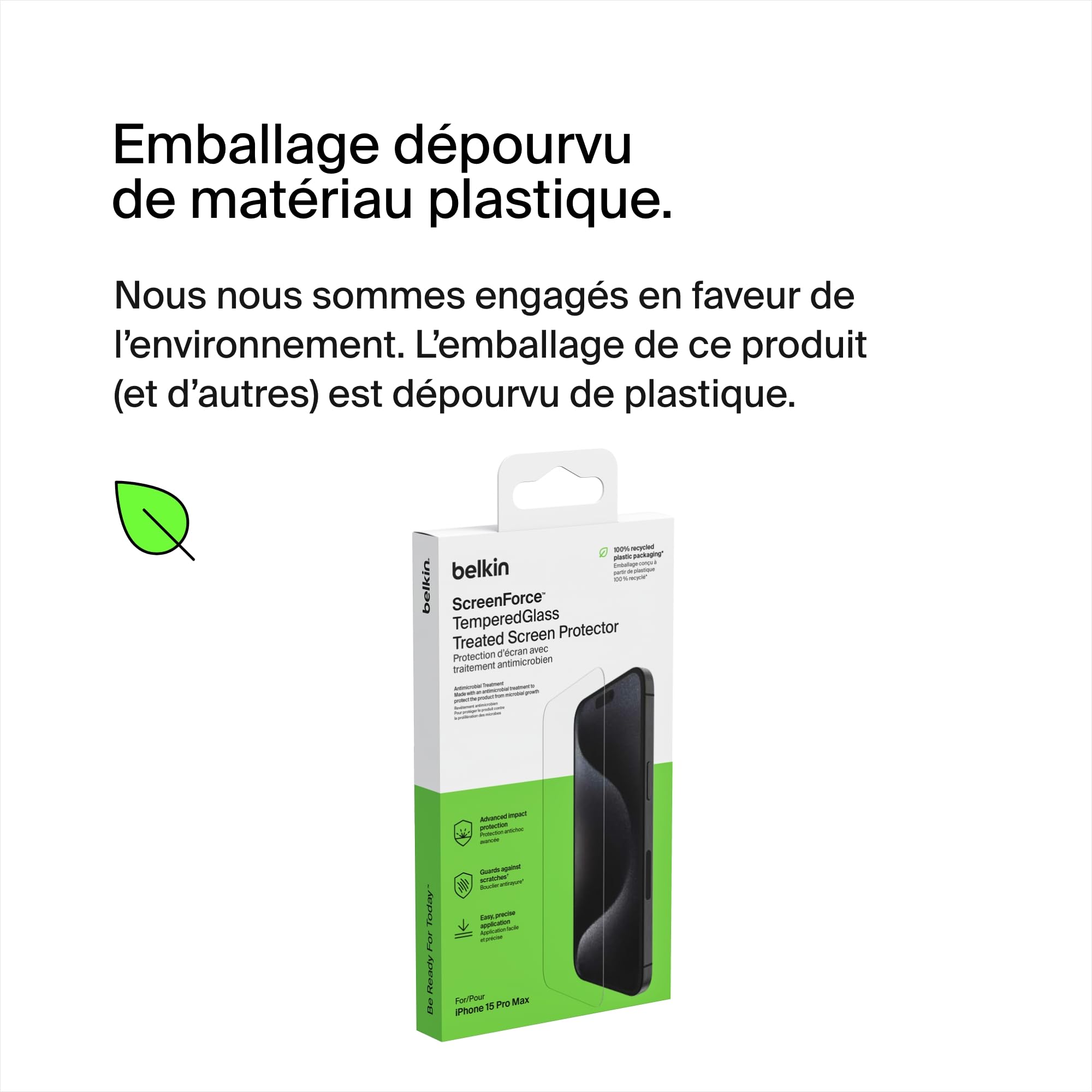 BELKIN ScreenForce Pro TemperedGlass AM Screen Protection for iPhone 15 Pro Max