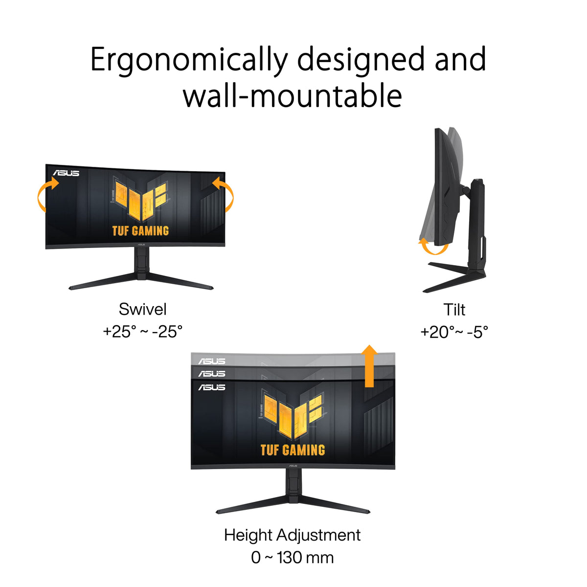 ASUS TUF Gaming VG34VQEL1A 34p UWQHD Curved Monitor 100Hz 1ms MPRT FreeSync HDR 10 VA Panel 21:9 3440x1440 DP HDMI USB Ergonomic