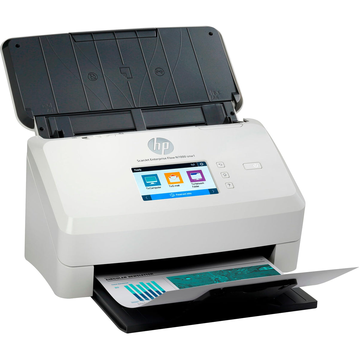 HP ScanJet Enterprise Flow N700 de document scanner CMOS CIS Duplex 216x3100mm 600x600dpi 75ppm ADF 80sheets 7500scans LAN Wi-Fi