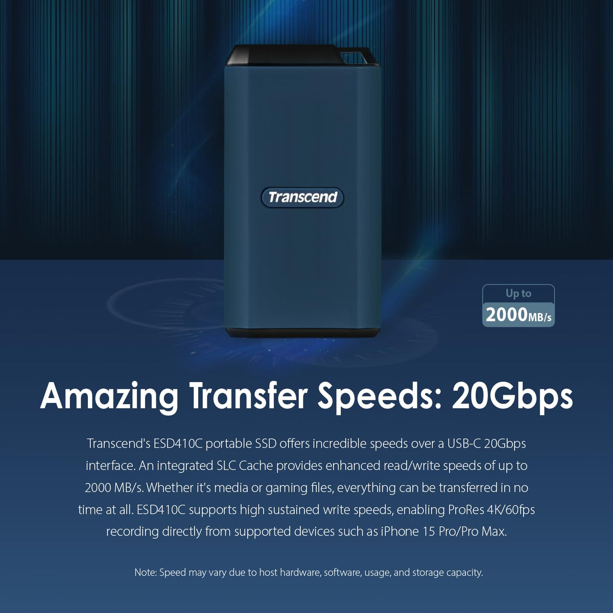 TRANSCEND ESD410C 2TB External SSD USB 20Gbps Type C